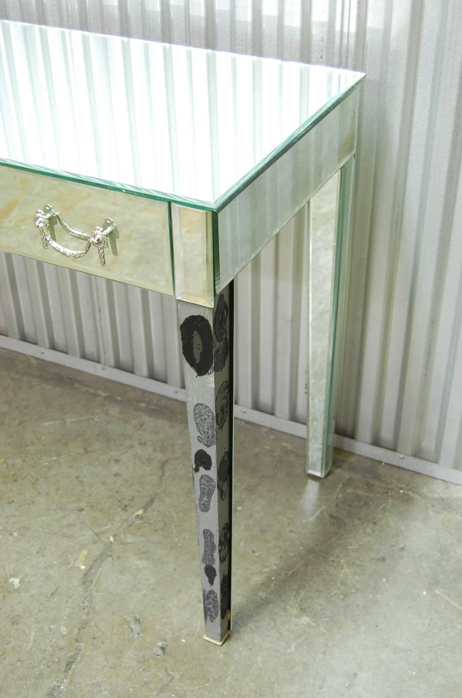 mirrored writing desk with drawers