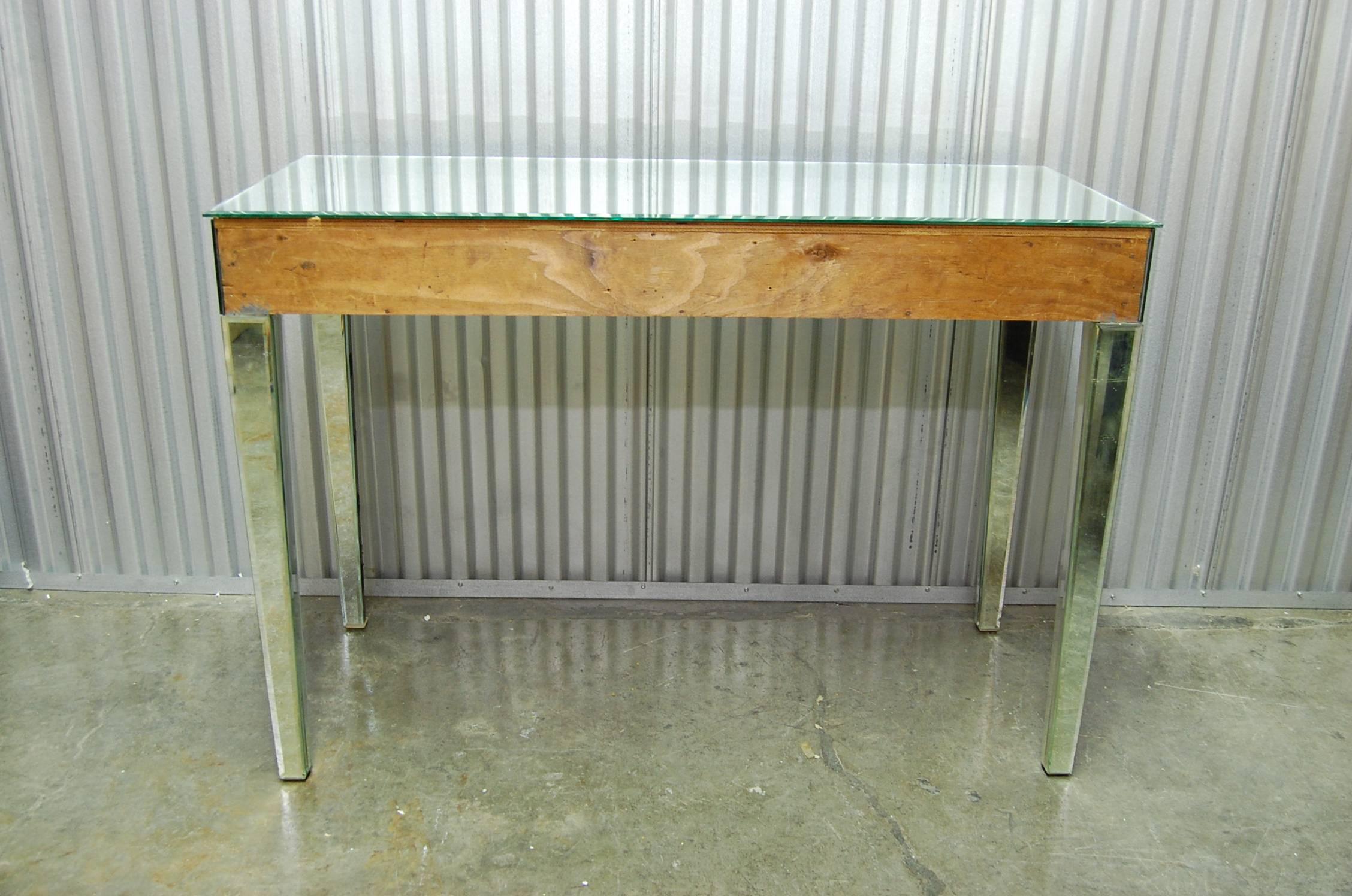 Unknown Mid-Century Mirrored Writing Table with Three Drawers For Sale