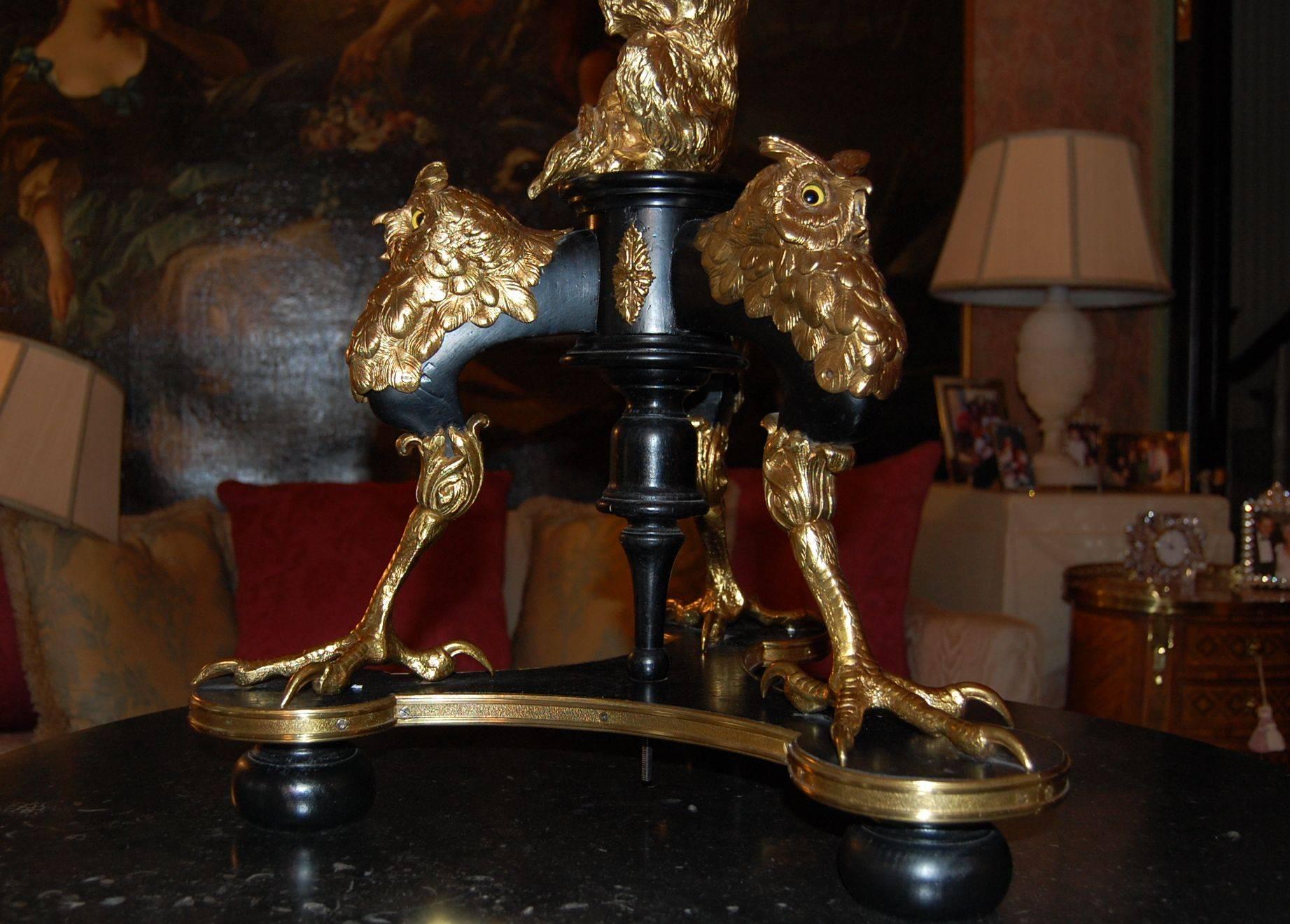 Early 19th Century Large Gilt Brass and Wood Candelabra with Glass Balls For Sale 4