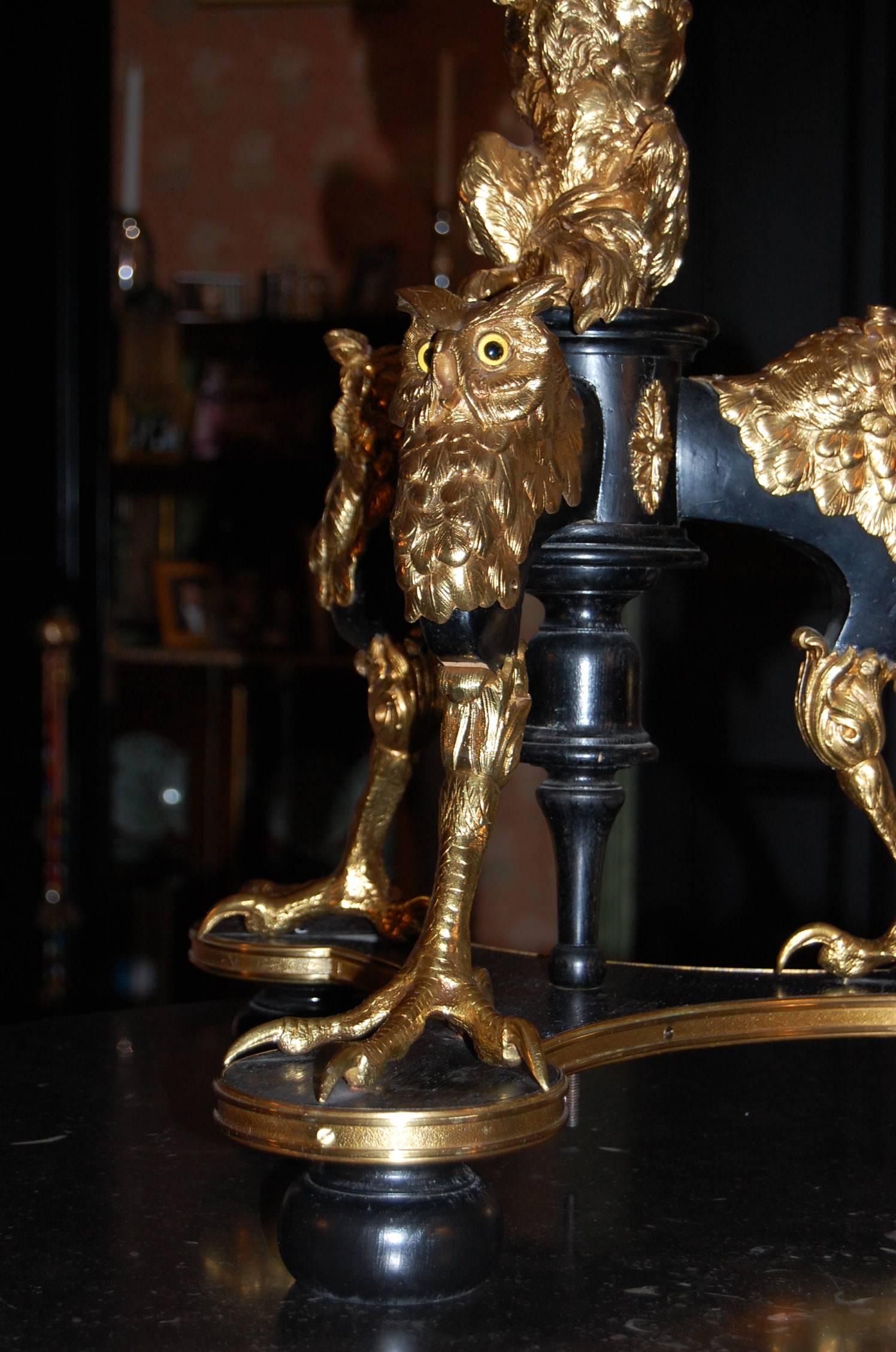 Unknown Early 19th Century Large Gilt Brass and Wood Candelabra with Glass Balls For Sale