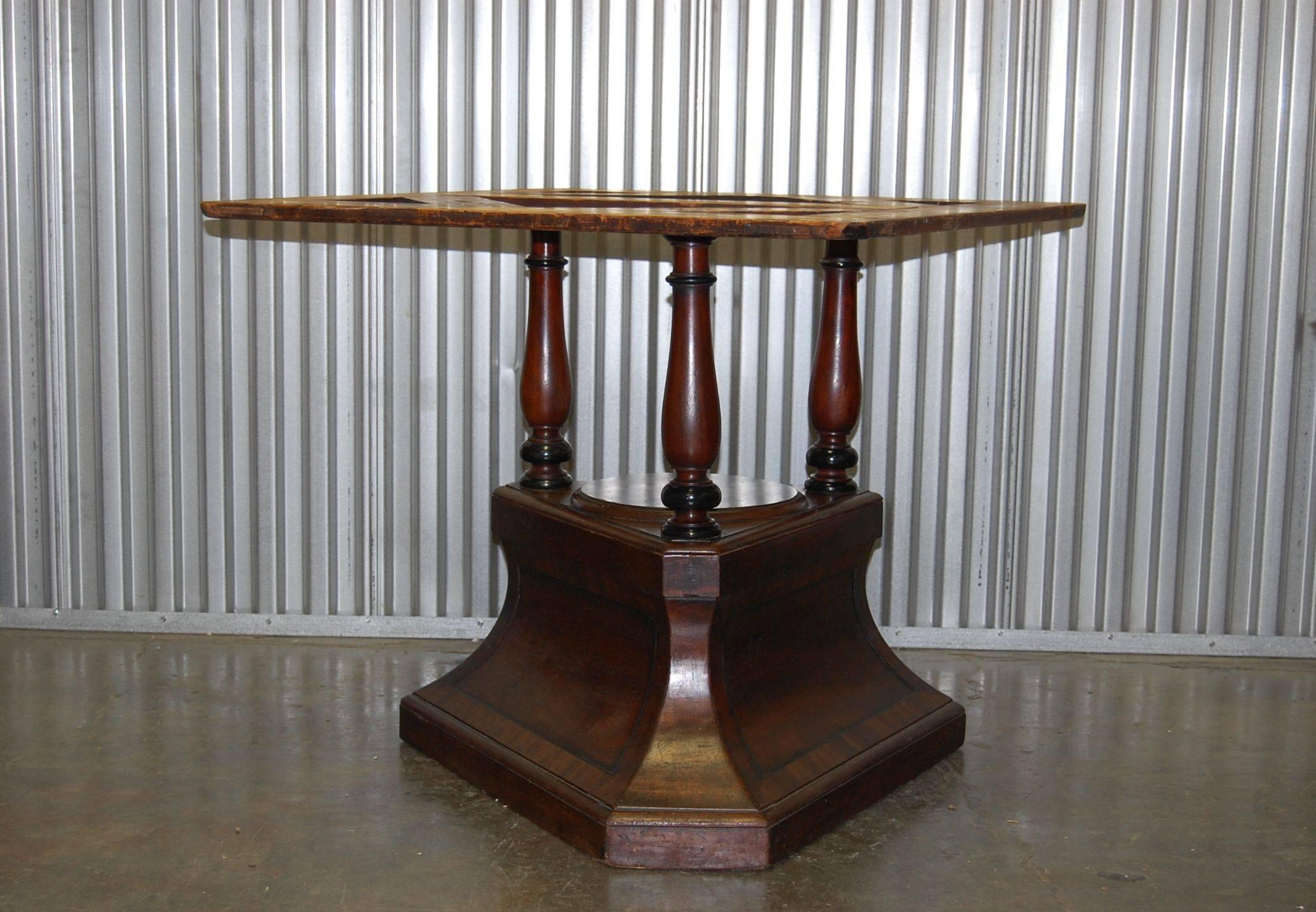 Early 19th Century Mahogany Pedestal Base Table with Original Painted Slate Top In Excellent Condition For Sale In Pittsburgh, PA