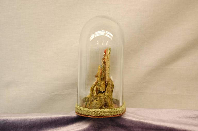 Early 19th Century Composition Diorama under Glass Dome In Excellent Condition For Sale In Pittsburgh, PA