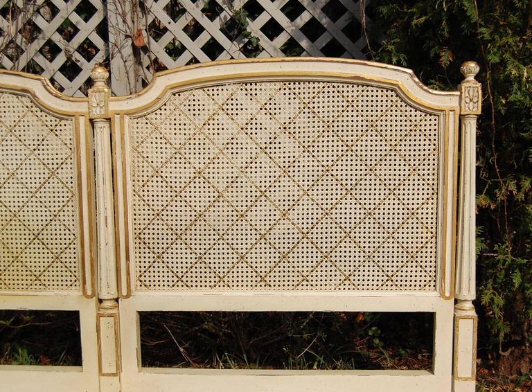 Louis XVI Style KingSize Headboard with Caned Inserts by Louis Solomon