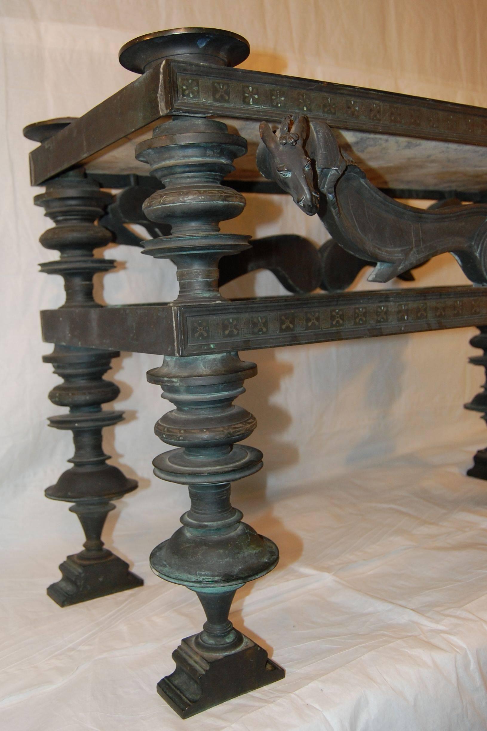 Cast 19th Century Bronze and Marble 'Seat of Honor' Table by Sabatino de Angelis For Sale