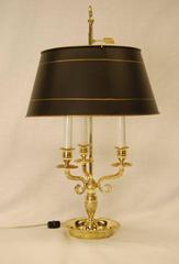 Reproduction Solid Brass Bouillotte Lamp with Metal Shade and Fine Etching