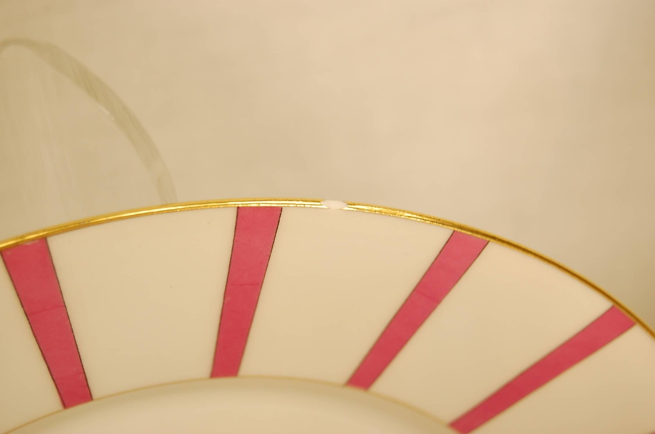 Hand-Painted Set of 11 Limoges Martin Porcelain Dinner Plates with Pink Roses and Edge Design