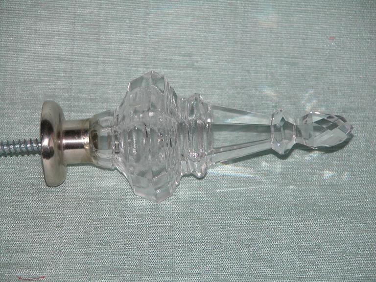 Pair Of Modern Baccarat Style Glass Drapery Rod Finials With