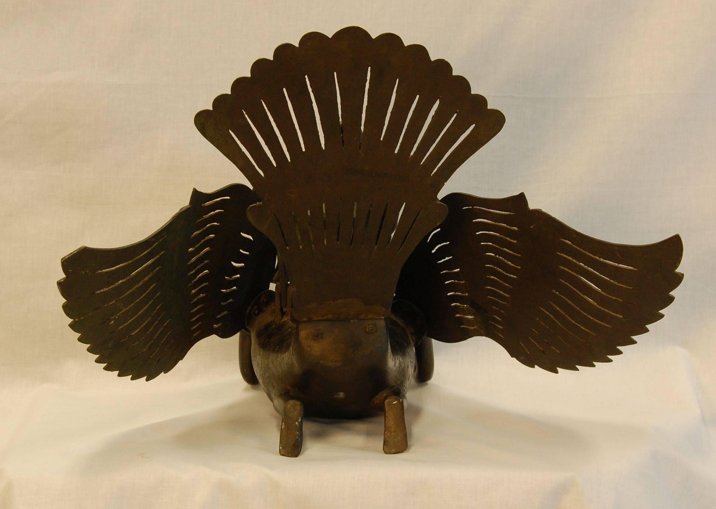 Cast 19th Century Hanging Bronze Winged Garuda Incense Burner For Sale