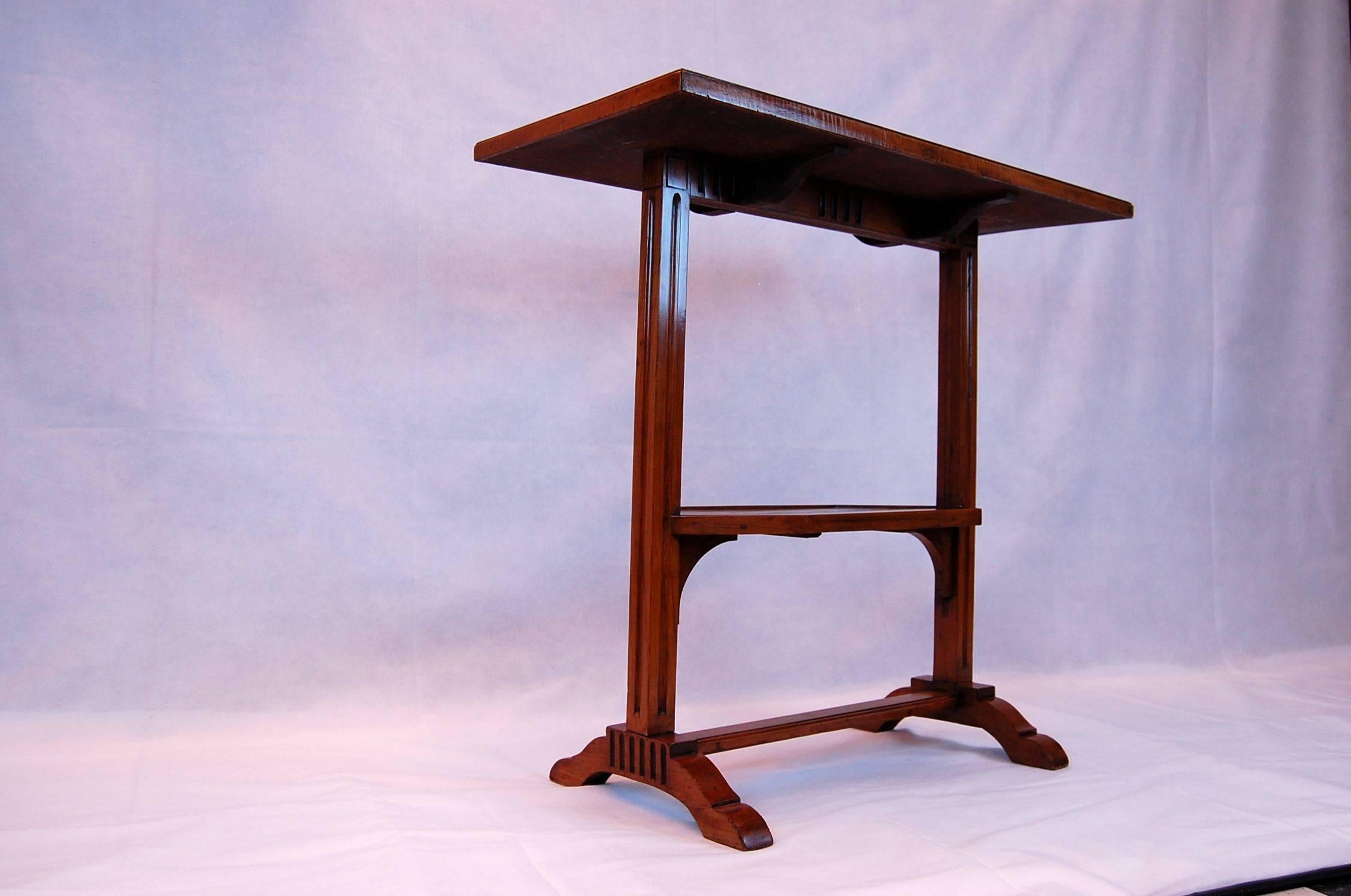 19th Century French Directoire Style Rectangular Side Table with Leather Top In Excellent Condition In Pittsburgh, PA