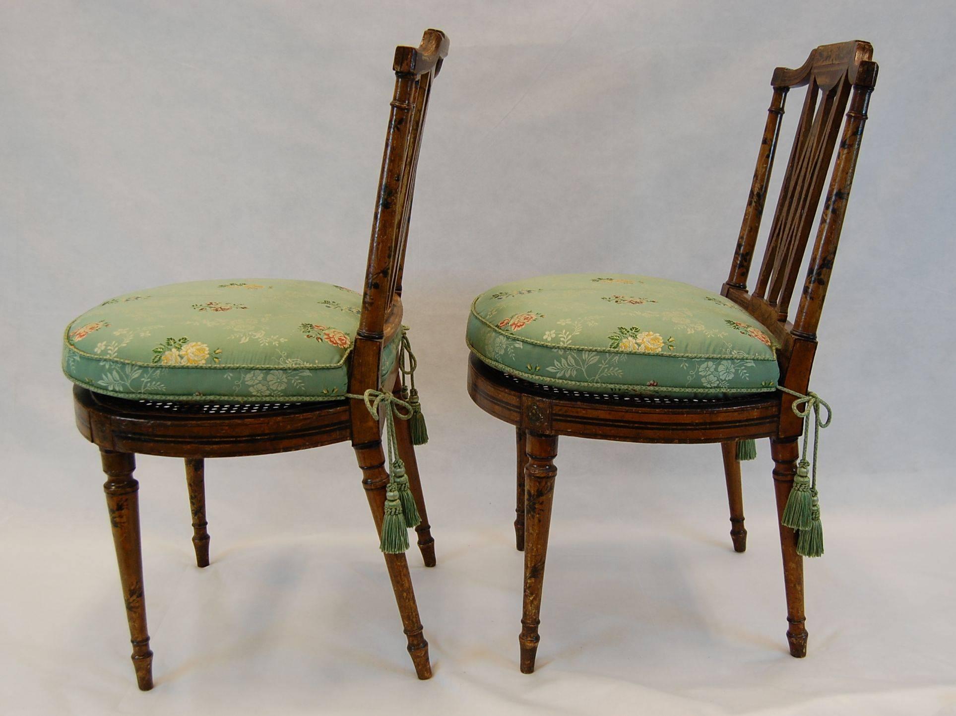Pair of Early 19th Century English Chairs with Cane Seats, circa 1800 1