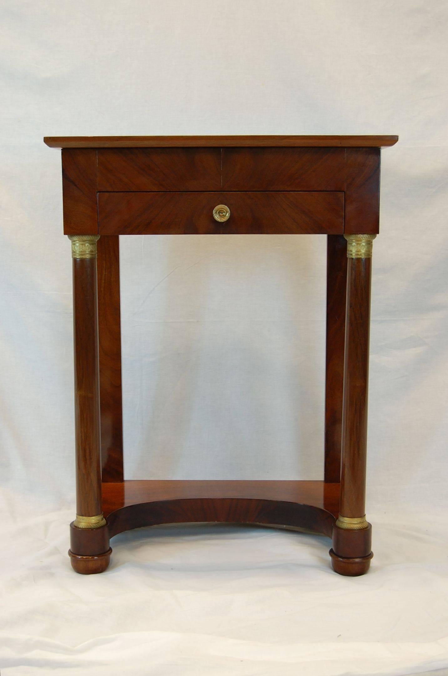 French Empire Mahogany Sewing or Dressing Table with Drawer and Flip-Up Top, circa 1880