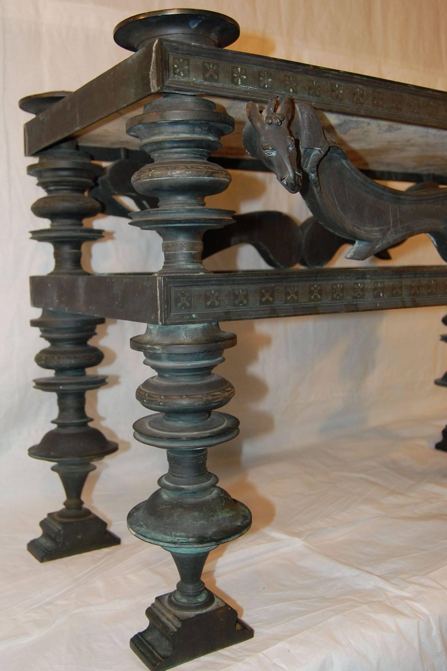 Cast 19th Century Bronze and Marble 'Seat of Honor' Table by Sabatino De Angelis
