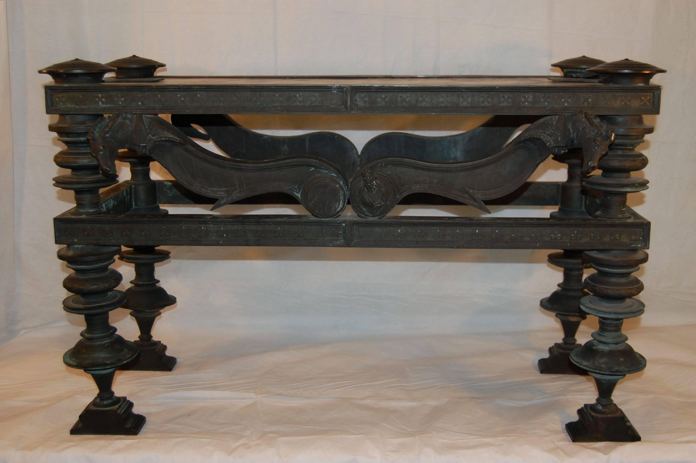 Grand Tour 19th Century Bronze and Marble 'Seat of Honor' Table by Sabatino De Angelis