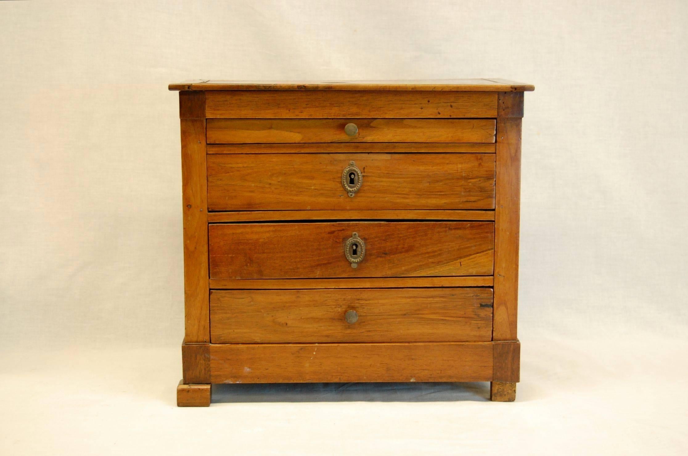Directoire 19th Century Walnut Directiore Miniature Chest of Drawers