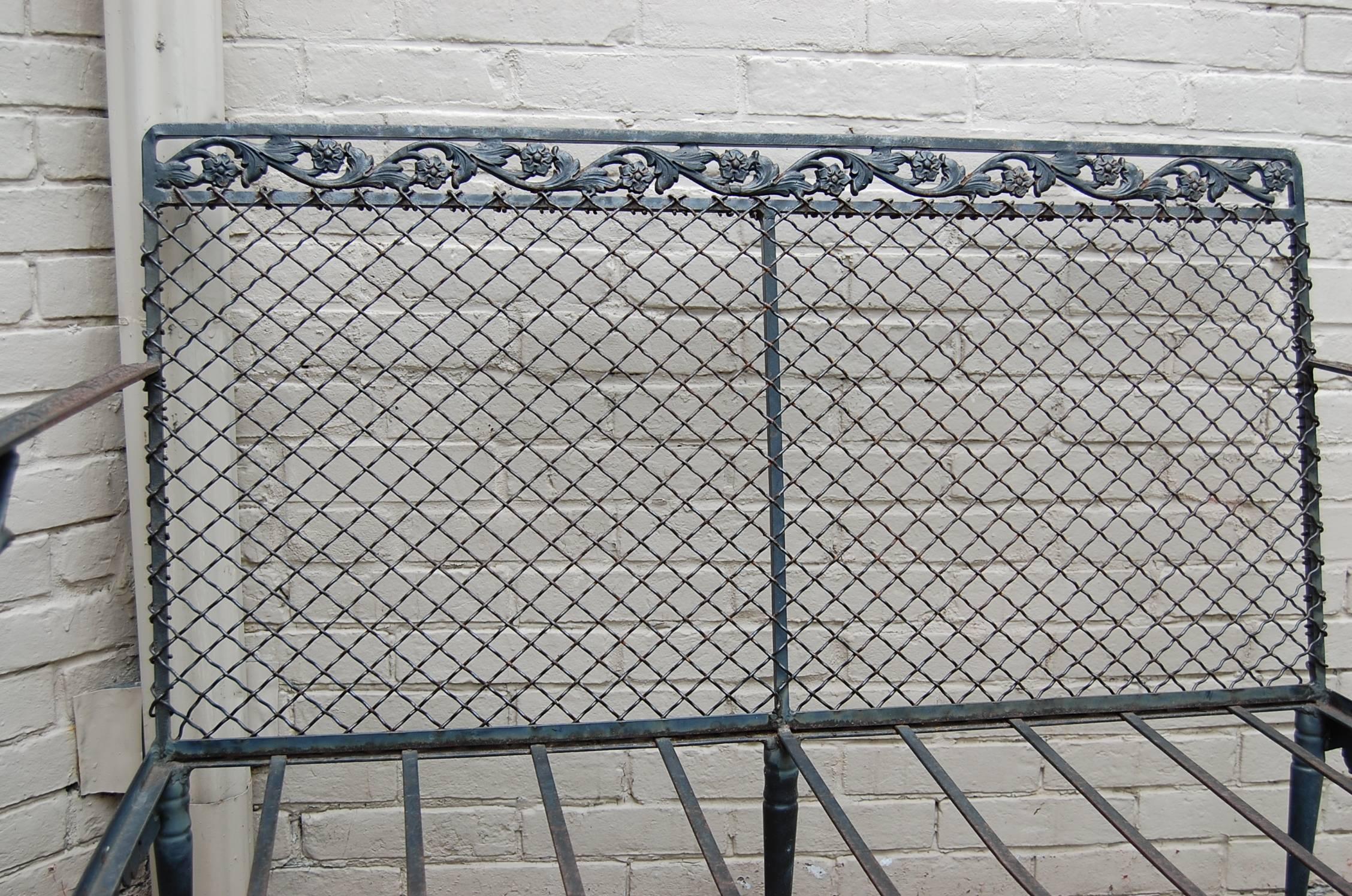 Settee with Cast Iron Scroll Work and Wire Mesh Back in Regency Style For Sale 2