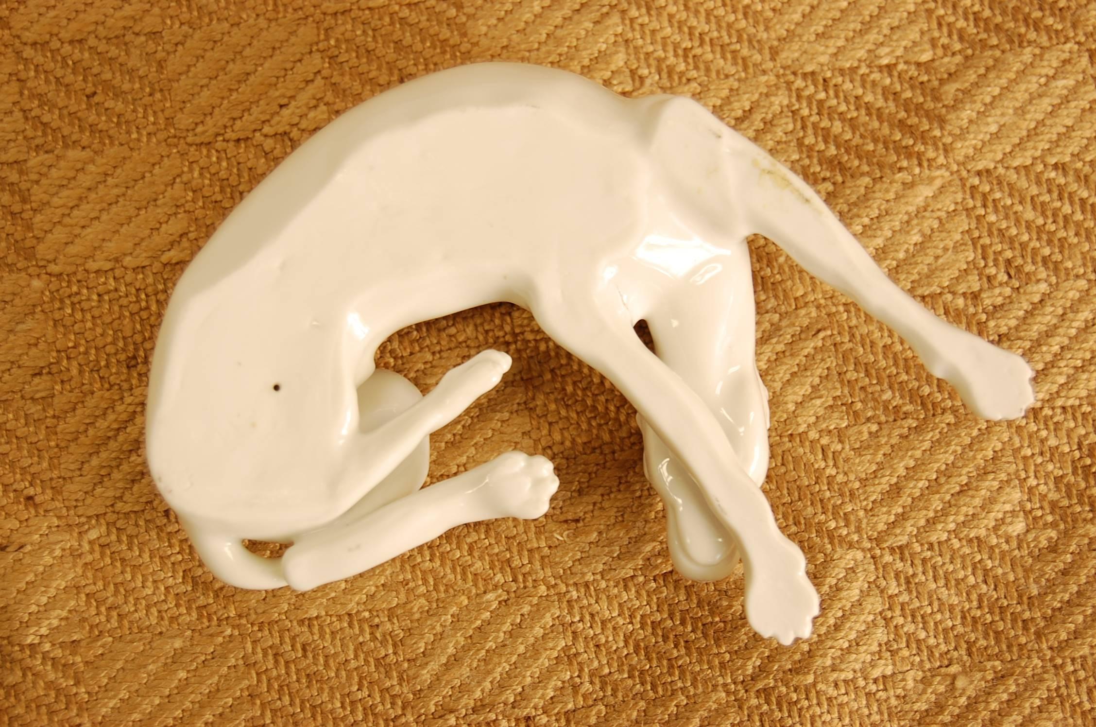 Blanc de Chine Figure of a Greyhound Possibly Nymphenberg, circa 1930s In Excellent Condition For Sale In Pittsburgh, PA