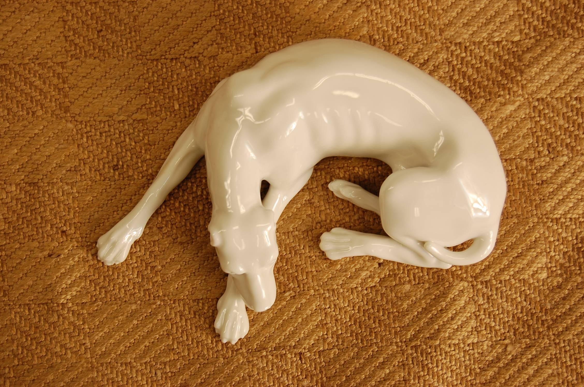Porcelain Blanc de Chine Figure of a Greyhound Possibly Nymphenberg, circa 1930s For Sale