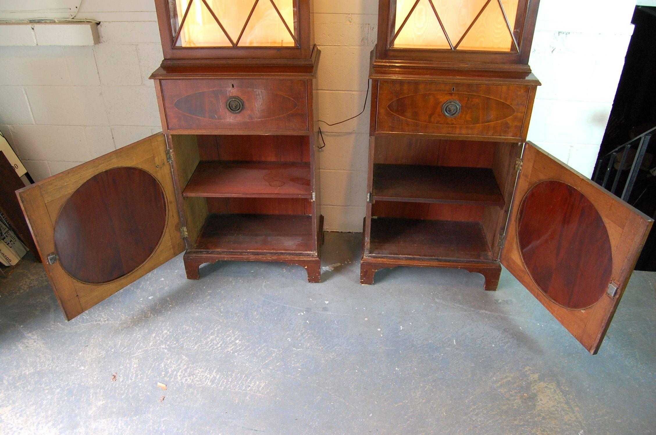 Hand-Crafted Pair of George III Style Mahogany Collection Cabinets For Sale