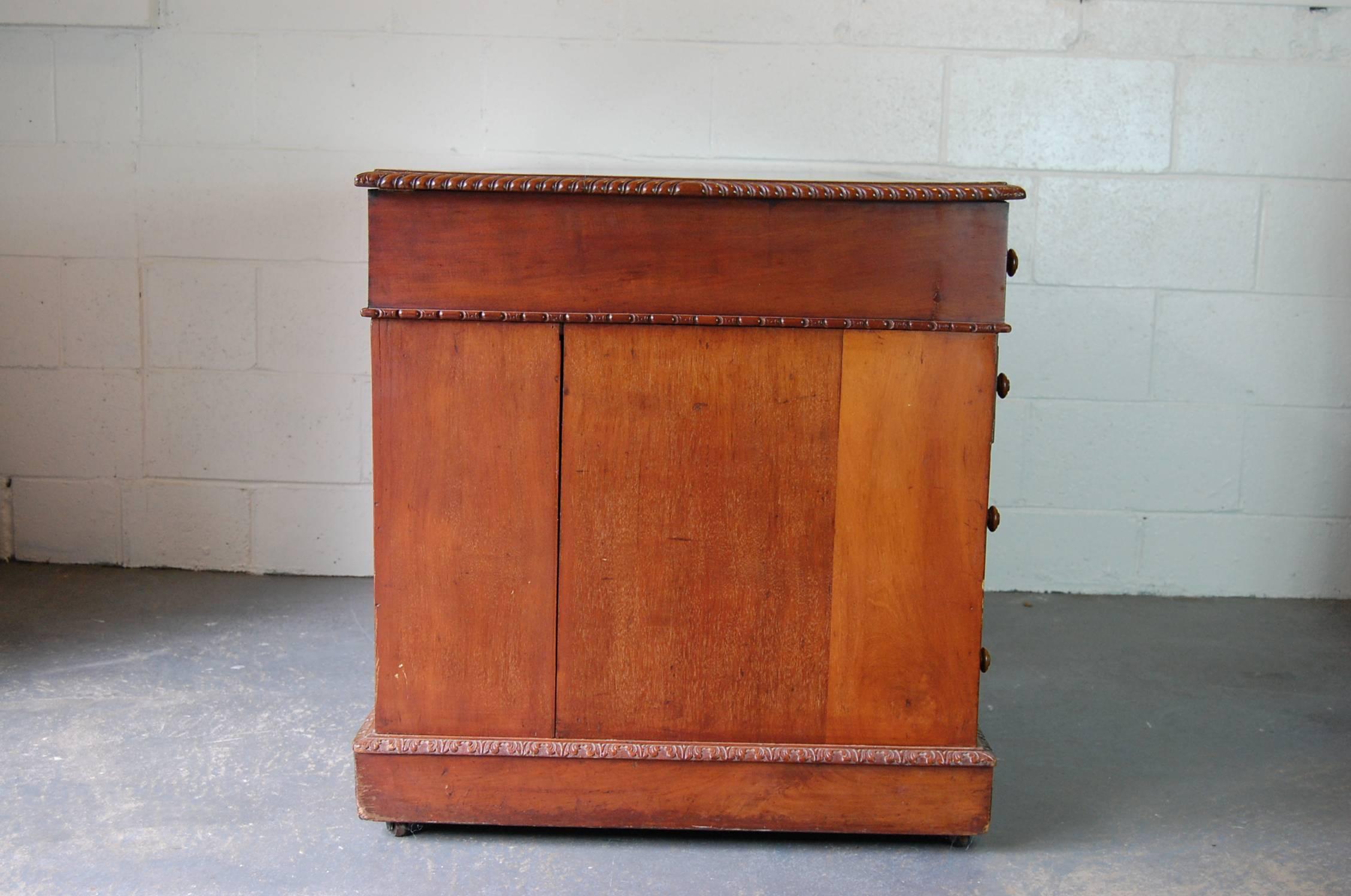 19th Century Georgian Style Mahogany Partners Desk with Leather Top, circa 1900