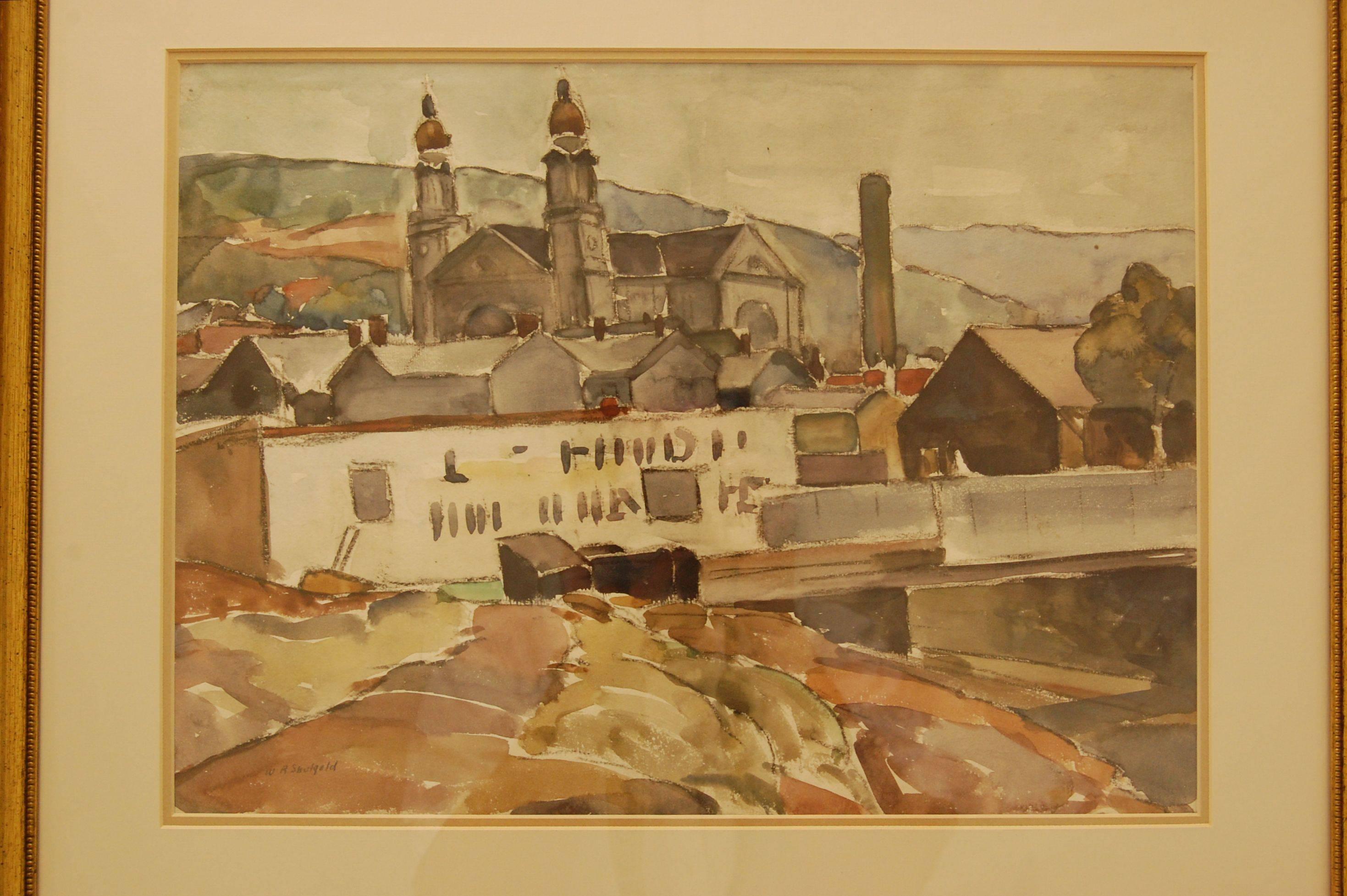 Hand-Painted Early to Mid-20th Century Watercolor by William Robert Shulgold   For Sale