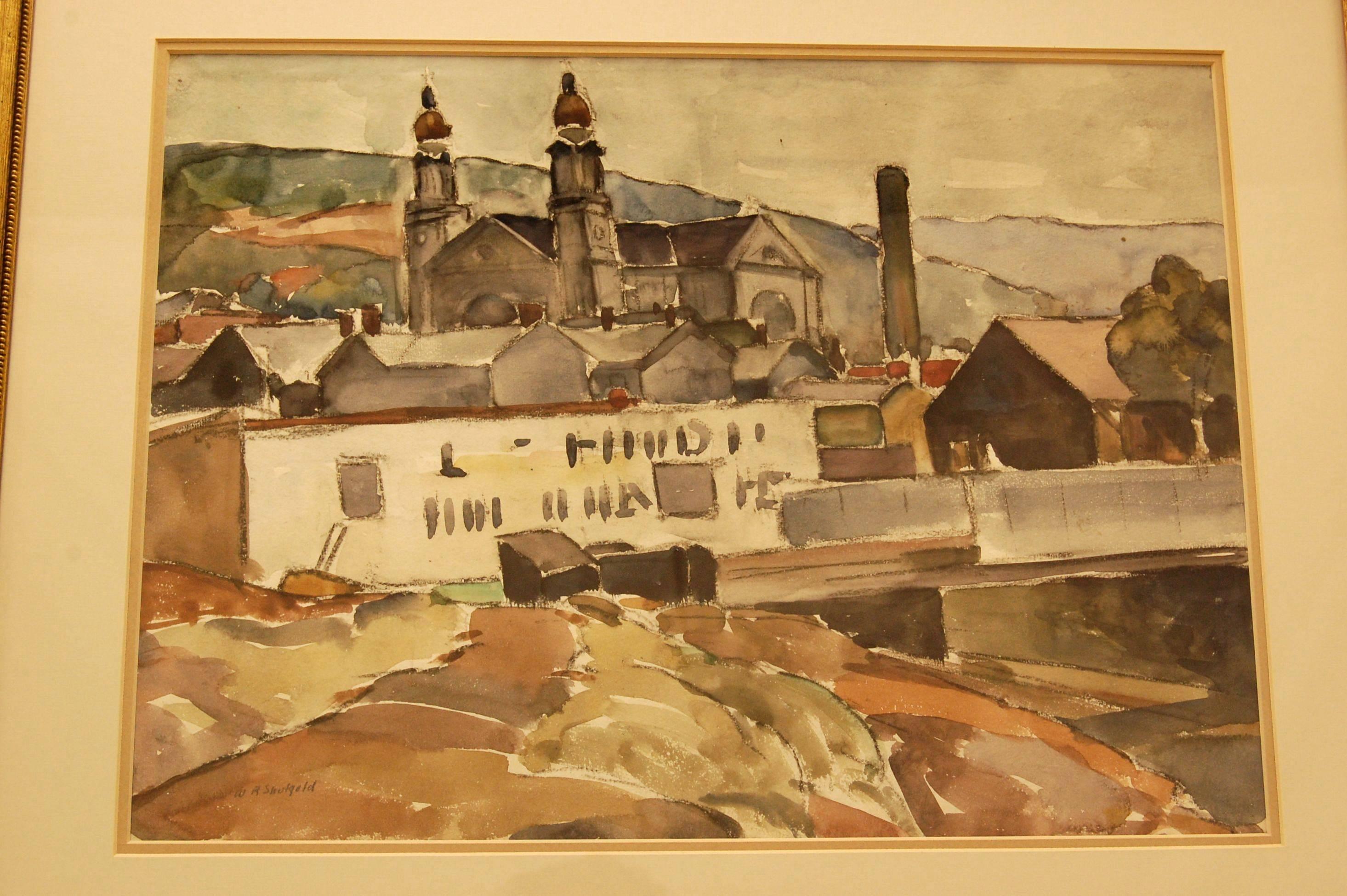 Mid-Century Modern Early to Mid-20th Century Watercolor by William Robert Shulgold   For Sale