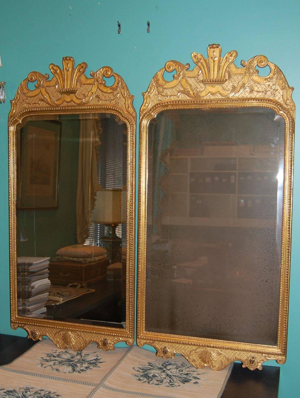 Two Turn of the Century Gilt Mirrors in the Style of George II In Excellent Condition In Pittsburgh, PA