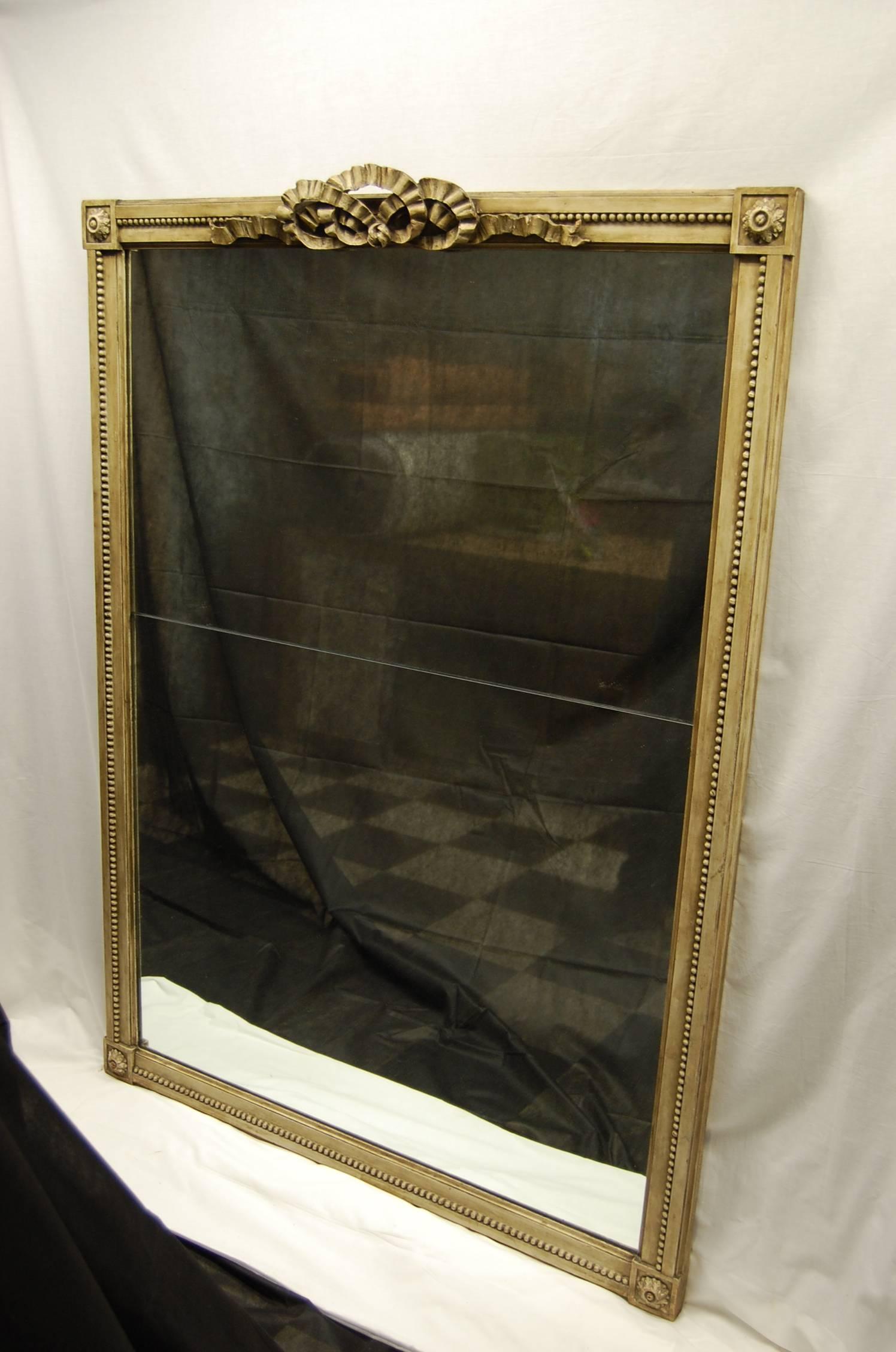 Hand-Carved 19th Century French Carved Mirror in Original Polychromed Finish