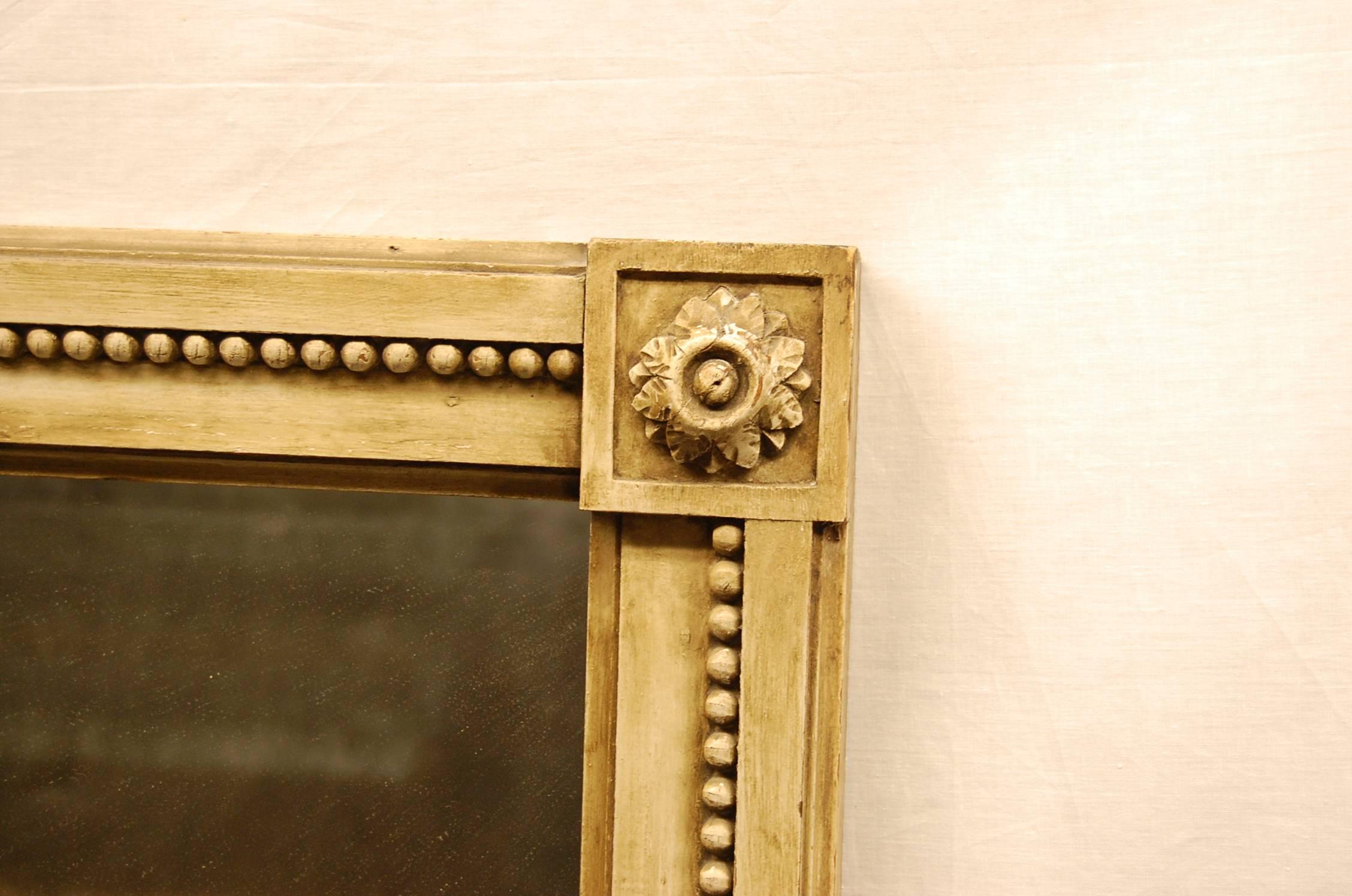 Mid-19th Century 19th Century French Carved Mirror in Original Polychromed Finish