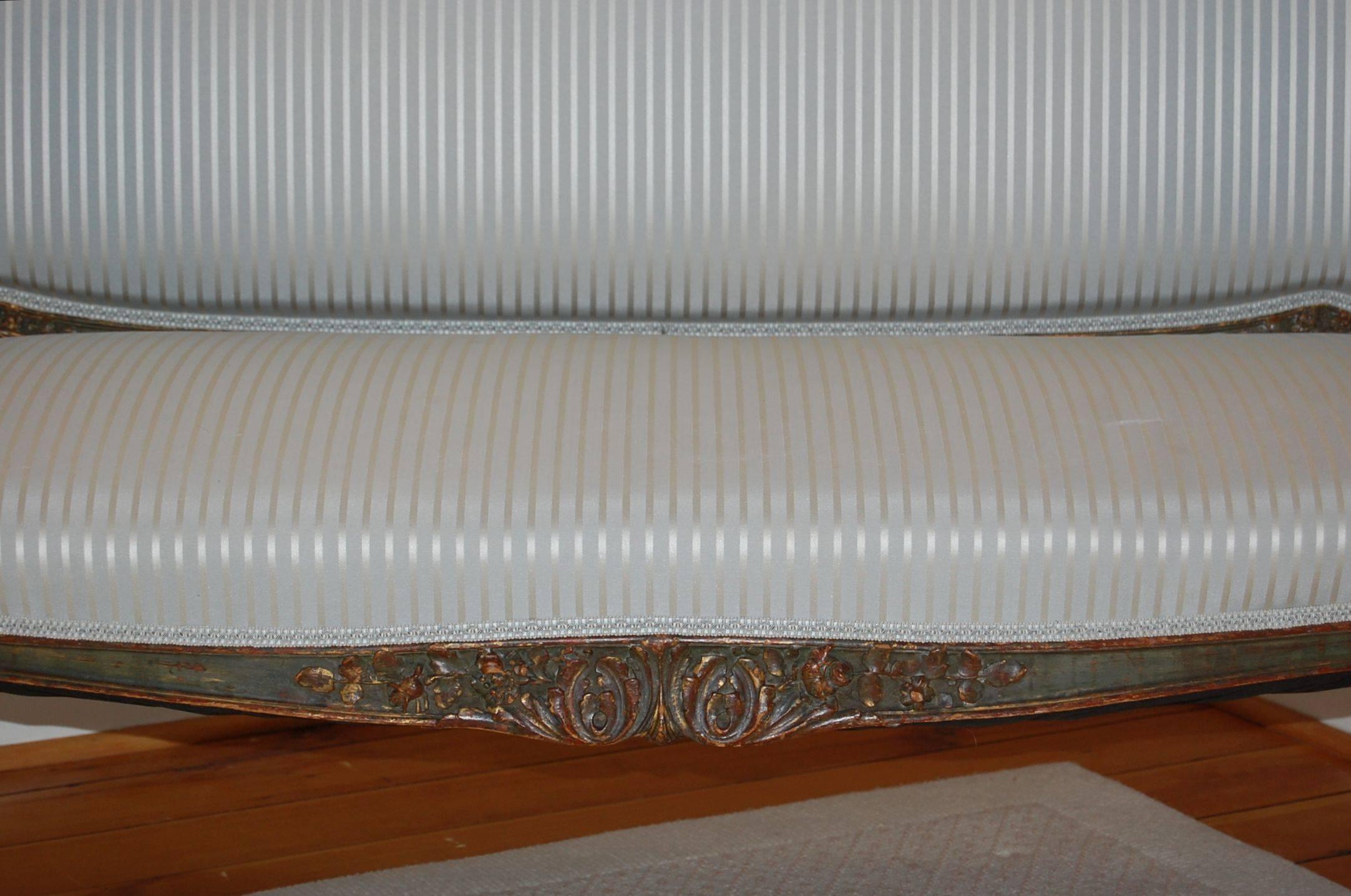 Mid-19th Century French Louis XV Style Painted Settee 2