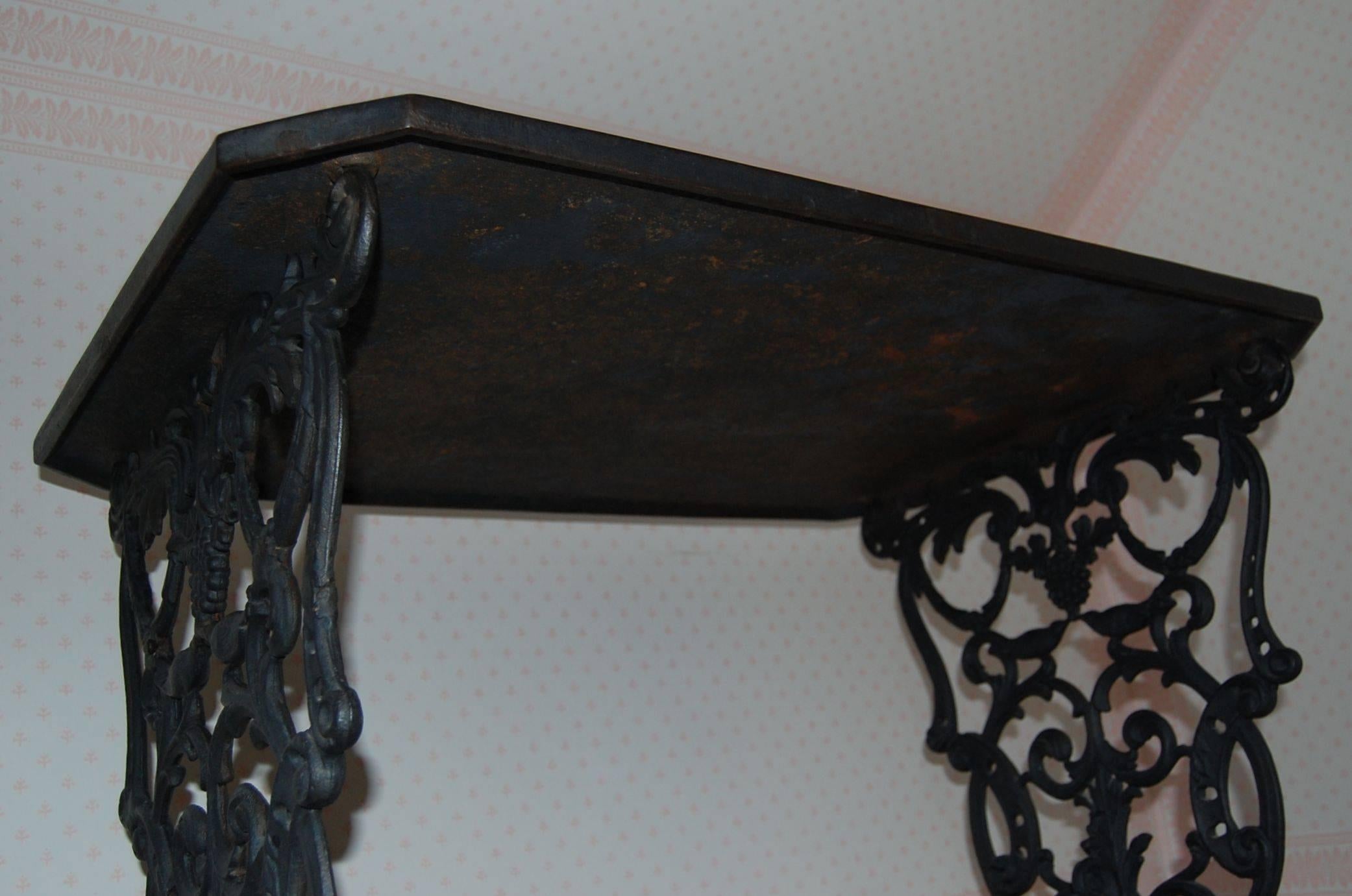 Cast Iron Table Base with Original Iron Top in the Style of Coalbrookdale For Sale 1