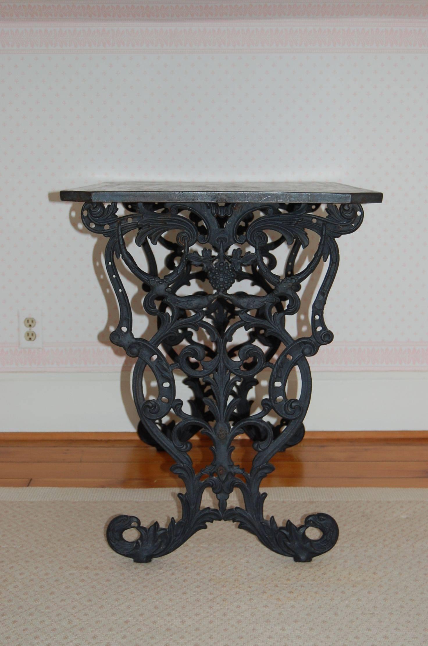 English Cast Iron Table Base with Original Iron Top in the Style of Coalbrookdale For Sale
