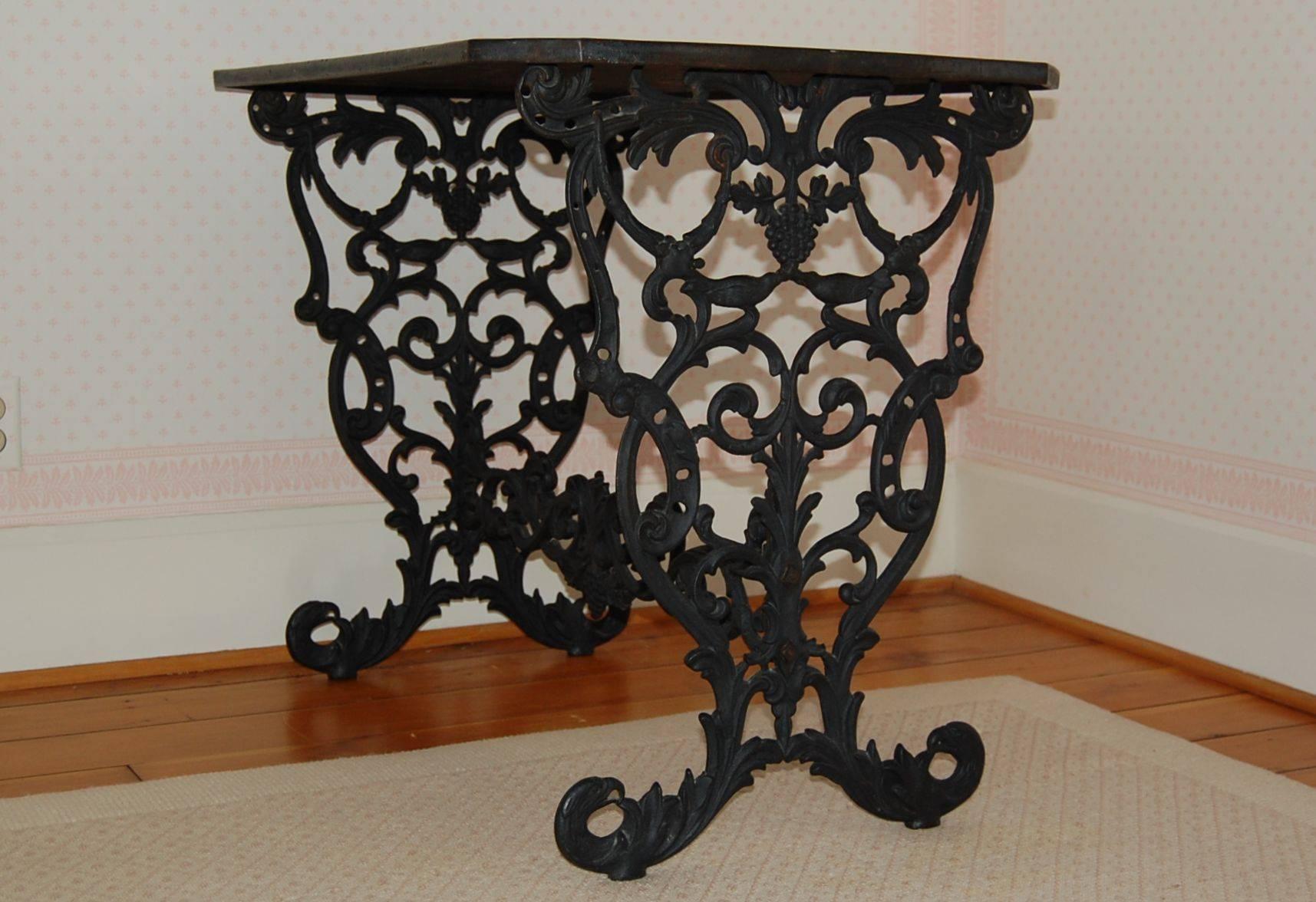 Victorian Cast Iron Table Base with Original Iron Top in the Style of Coalbrookdale For Sale