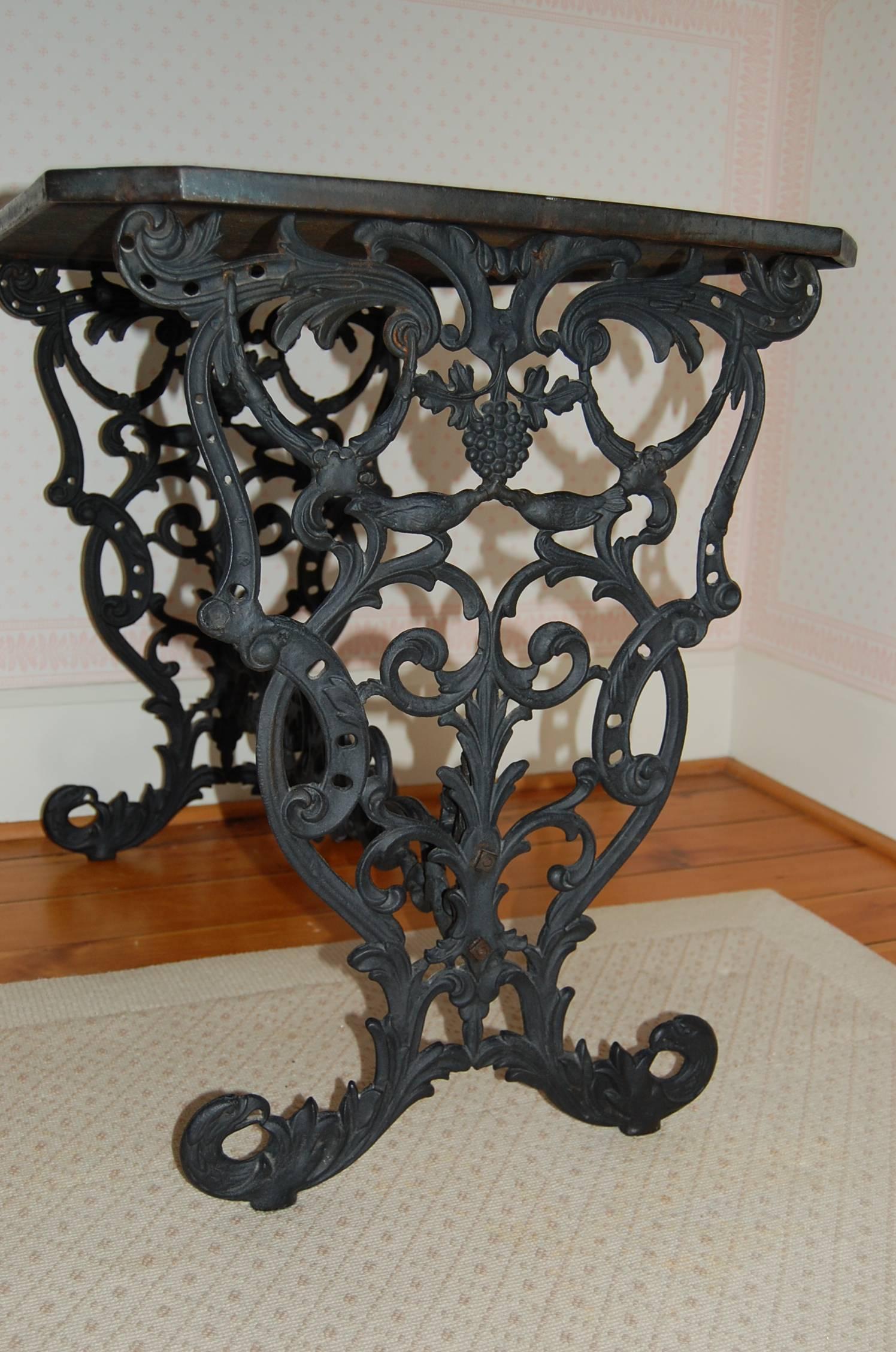 19th Century Cast Iron Table Base with Original Iron Top in the Style of Coalbrookdale For Sale