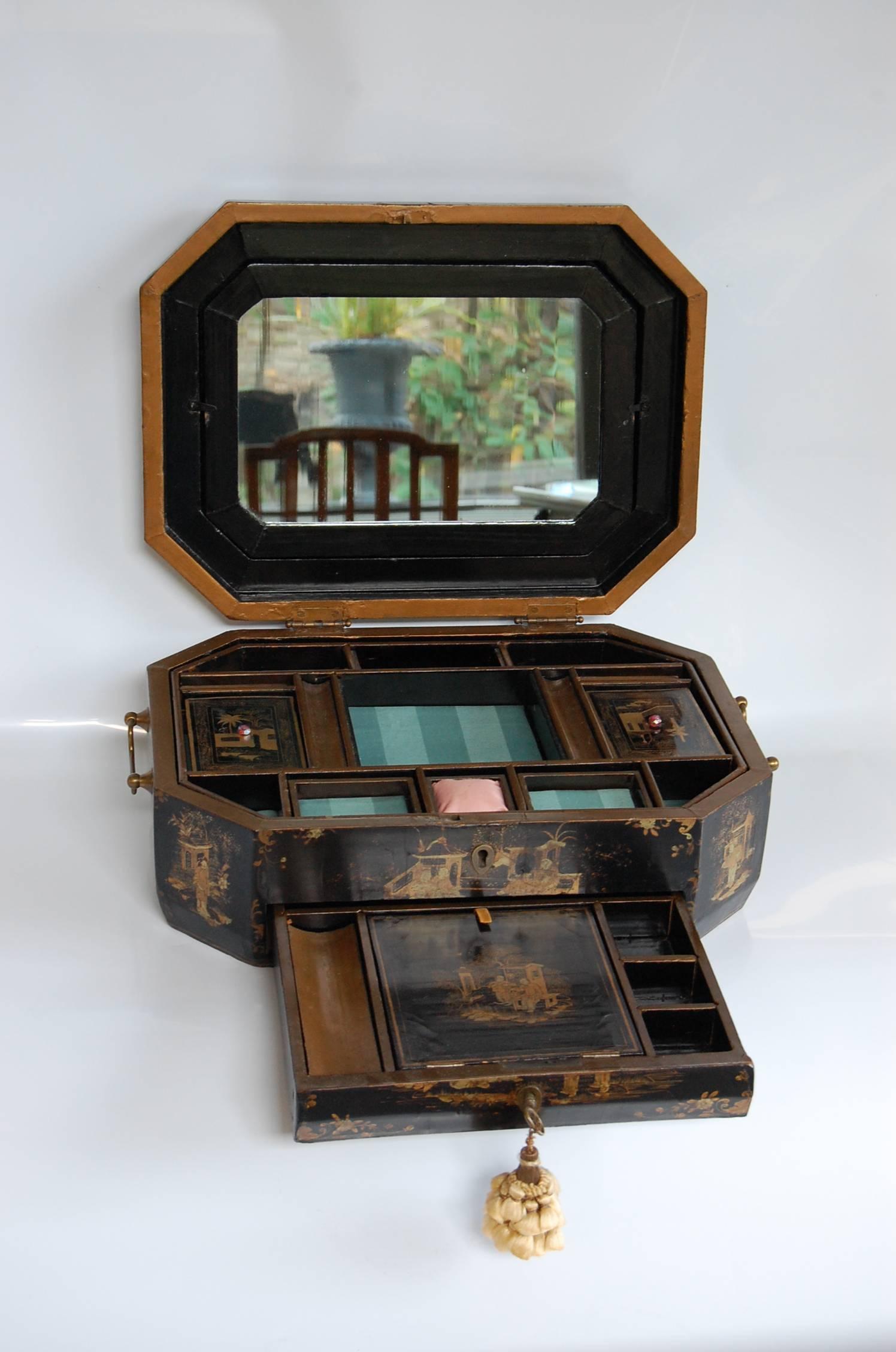 19th Century Lacquered Japanese Sewing Box 2