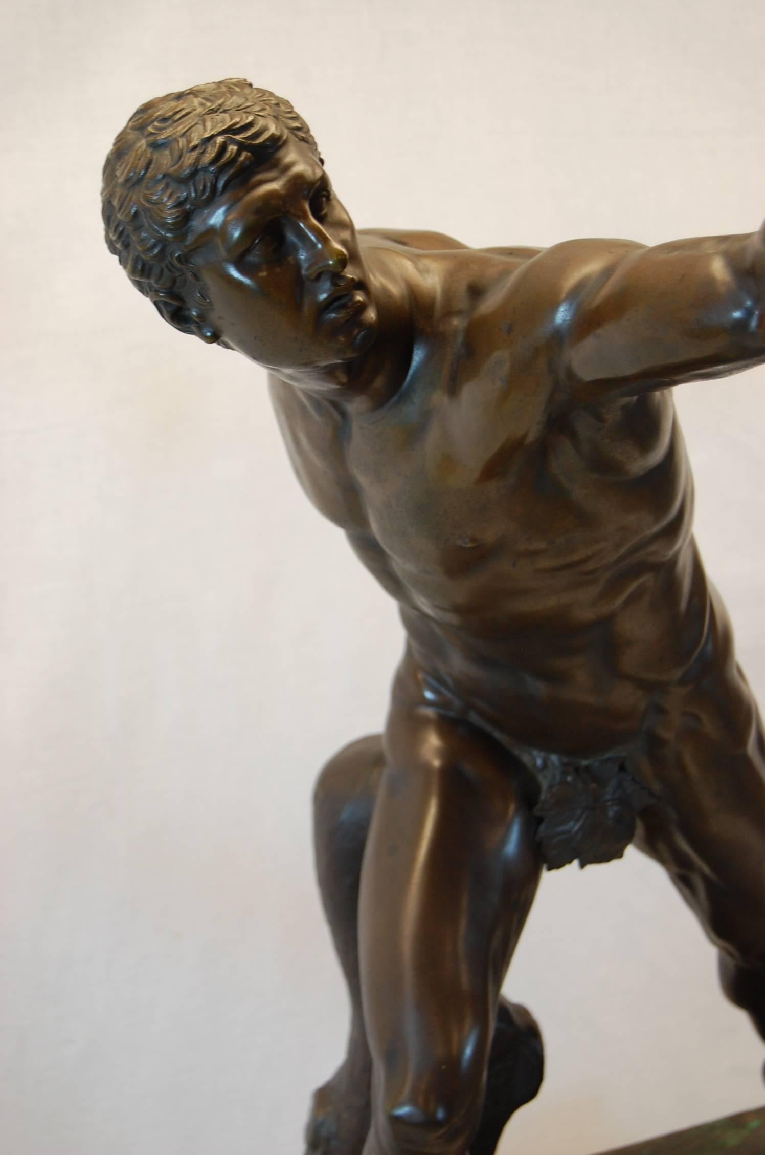 19th Century Bronze Sculpture of the Borghese Gladiator, Tiffany & Co. In Fair Condition In Pittsburgh, PA