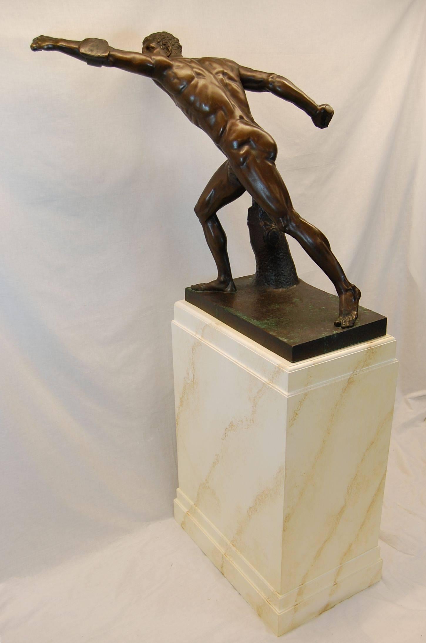 Hand-Crafted 19th Century Bronze Sculpture of the Borghese Gladiator, Tiffany & Co.