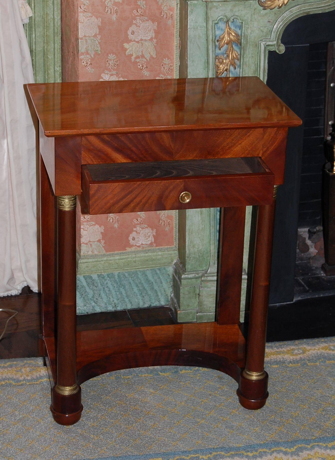 Empire Mahogany Sewing or Dressing Table with Drawer and Flip-Up Top, circa 1880 For Sale 2