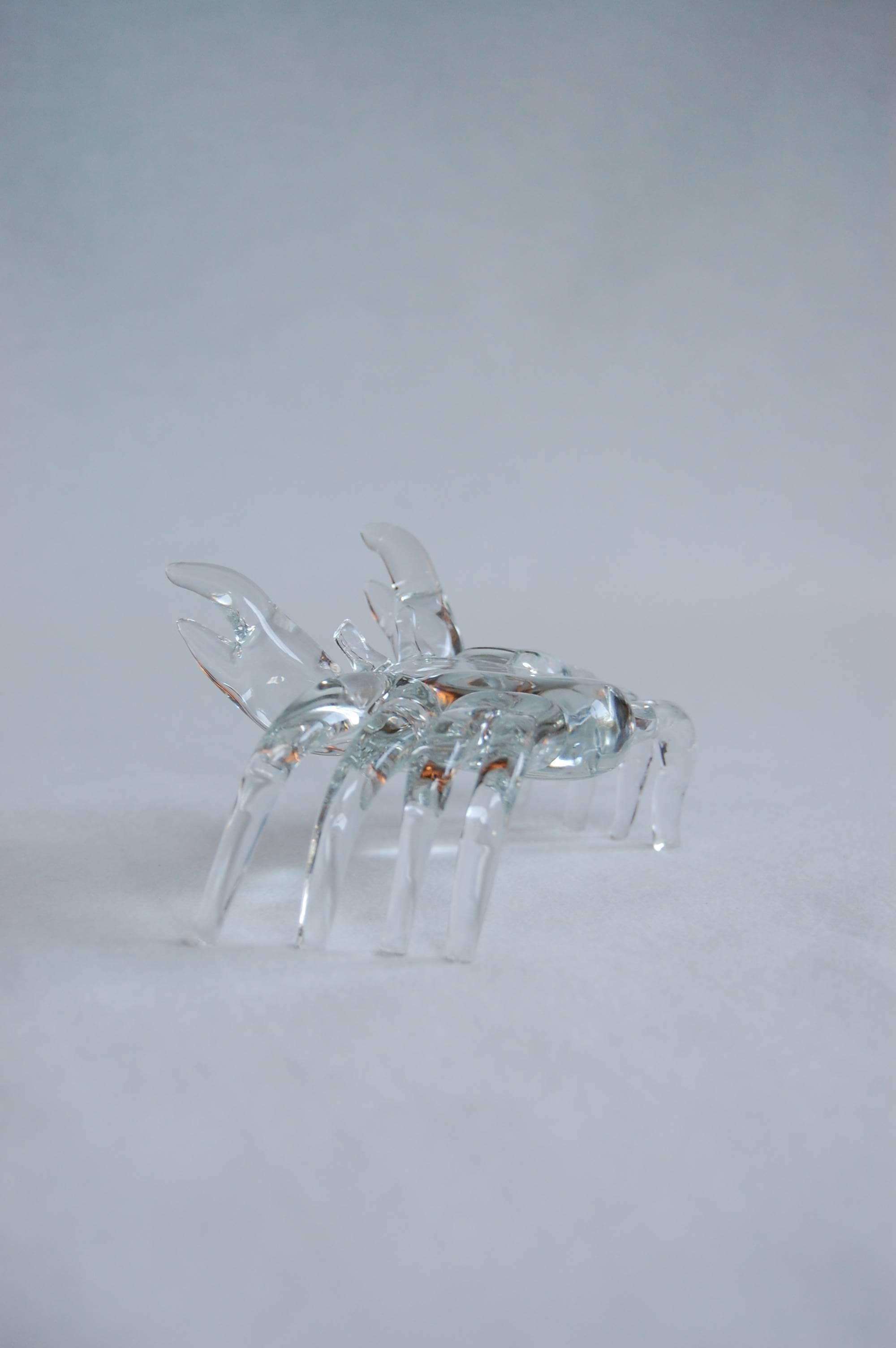 Unknown Modern Handmade Clear Glass Figure of a Sand Crab