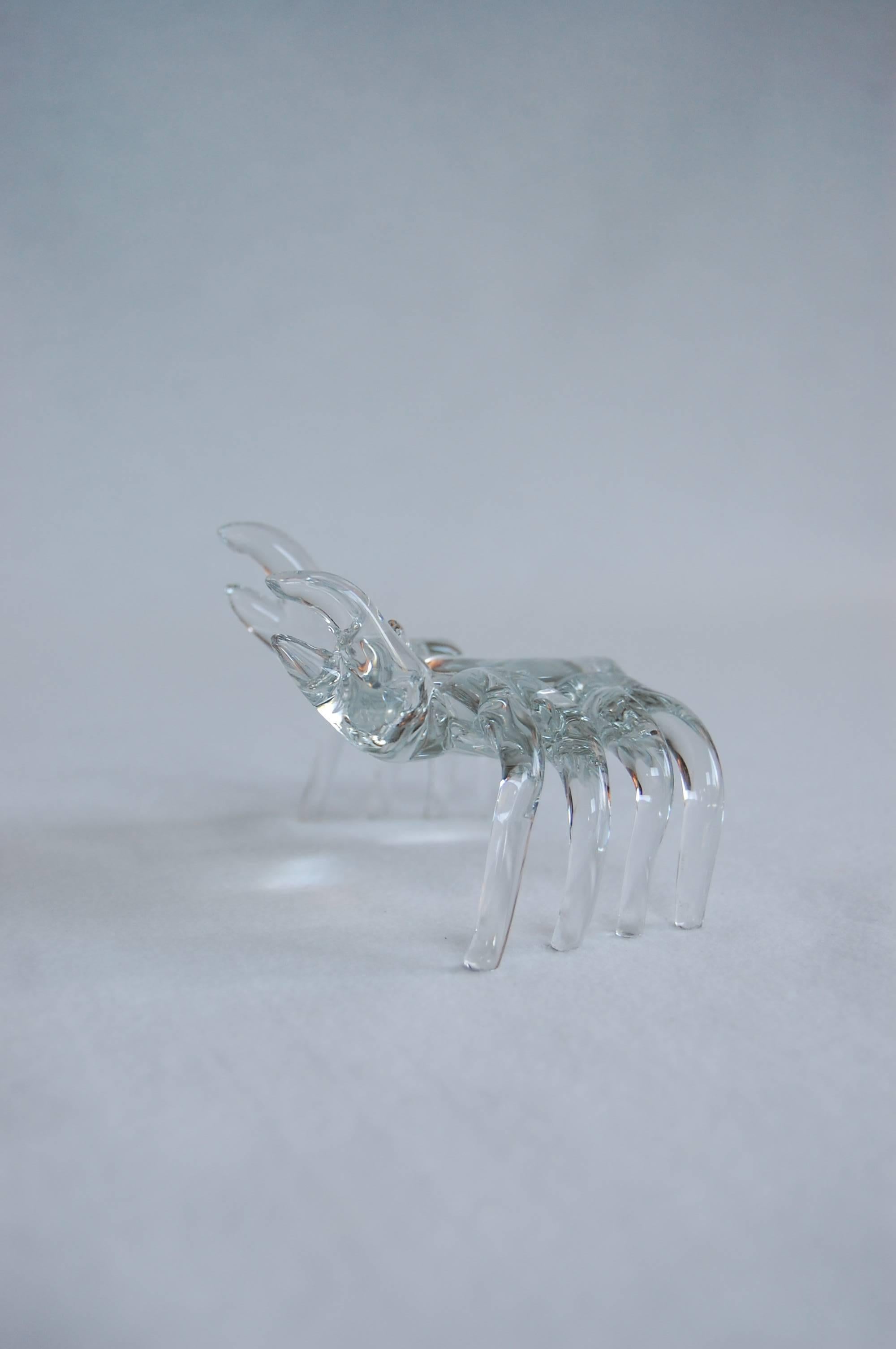 Modern Handmade Clear Glass Figure of a Sand Crab In Excellent Condition In Pittsburgh, PA