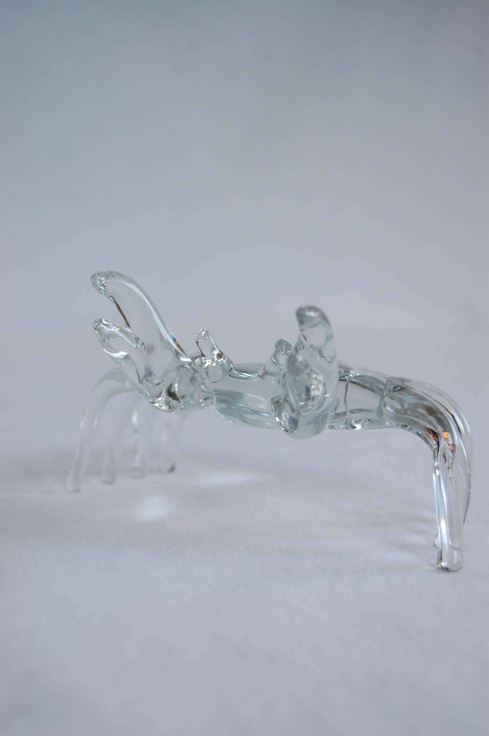 20th Century Modern Handmade Clear Glass Figure of a Sand Crab