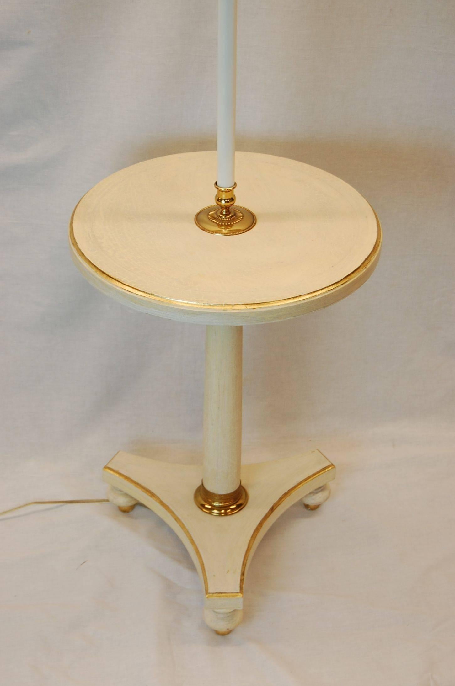 20th Century Empire Style Floor Lamp in Crackled White Painted Finish In Excellent Condition For Sale In Pittsburgh, PA