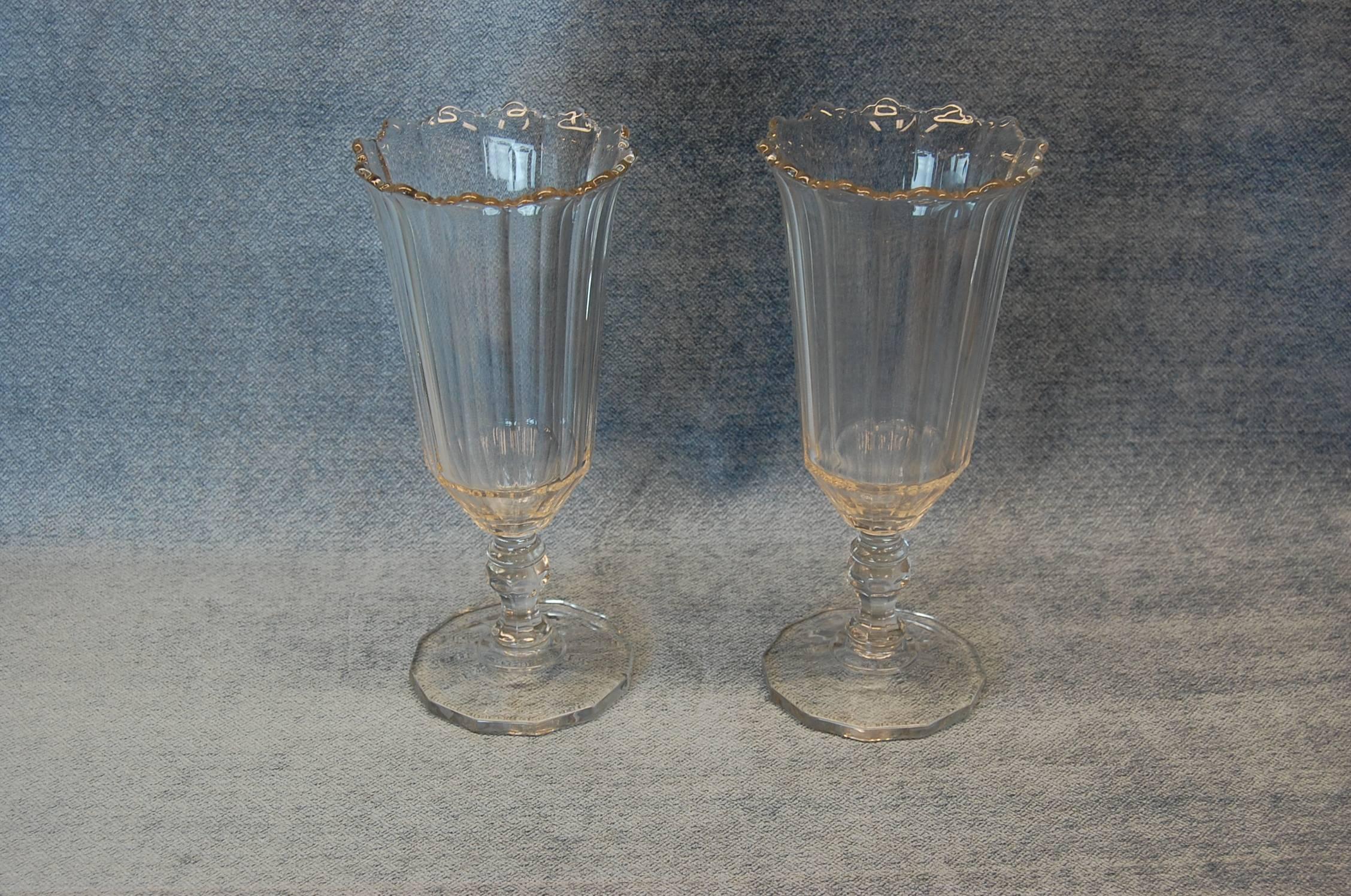 Pair of American Clear Glass Celery Vases, circa 1880 In Excellent Condition In Pittsburgh, PA