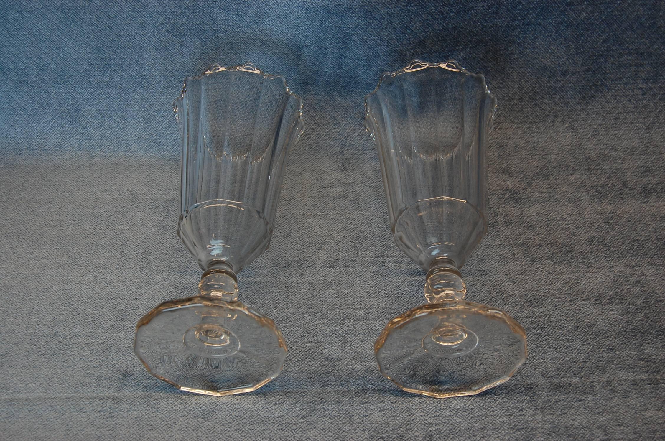 Late Victorian Pair of American Clear Glass Celery Vases, circa 1880