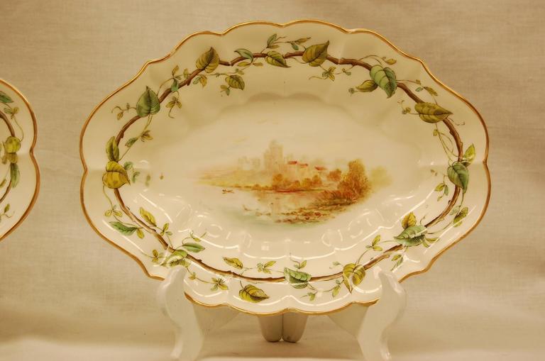 Pair of Royal Worcester Oval Dessert Bowls Dating to 1909 For Sale at