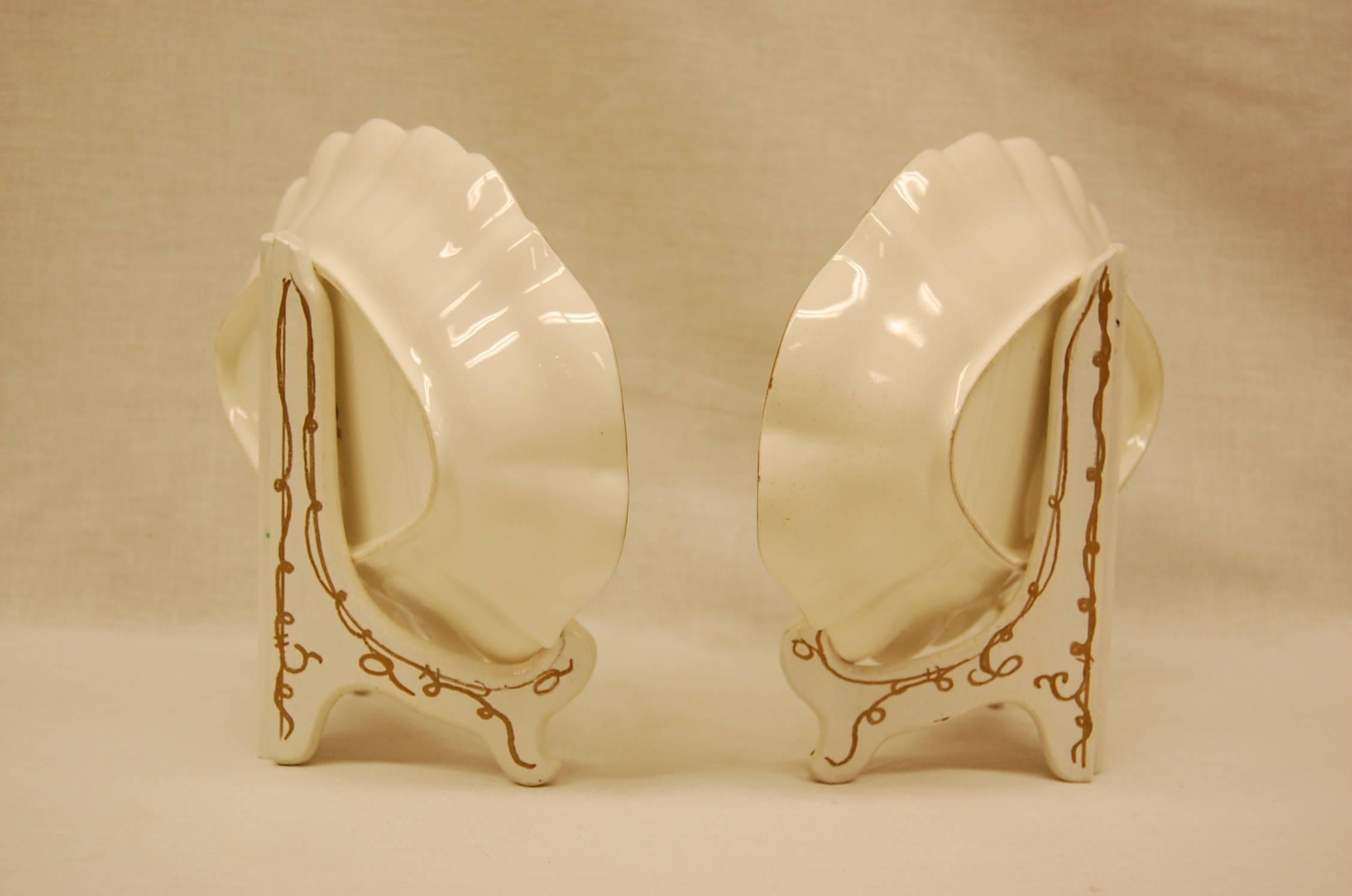 Early 20th Century Pair of Royal Worcester Oval Dessert Bowls Dating to 1909 For Sale