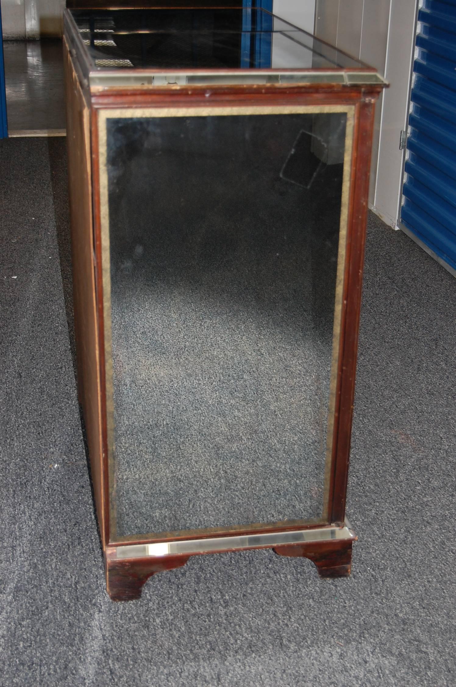 Mid-20th Century 1950s Art Deco Style Mirrored Two Door Music Cabinet For Sale