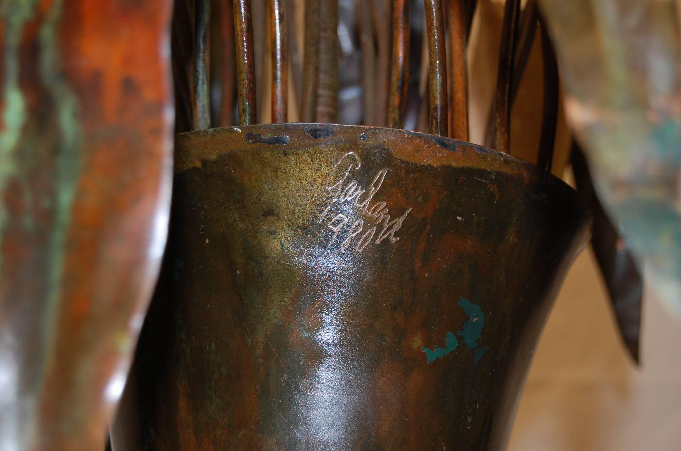 Mid-20th Century Original Garland Faulkner Copper Enameled Chandelier For Sale