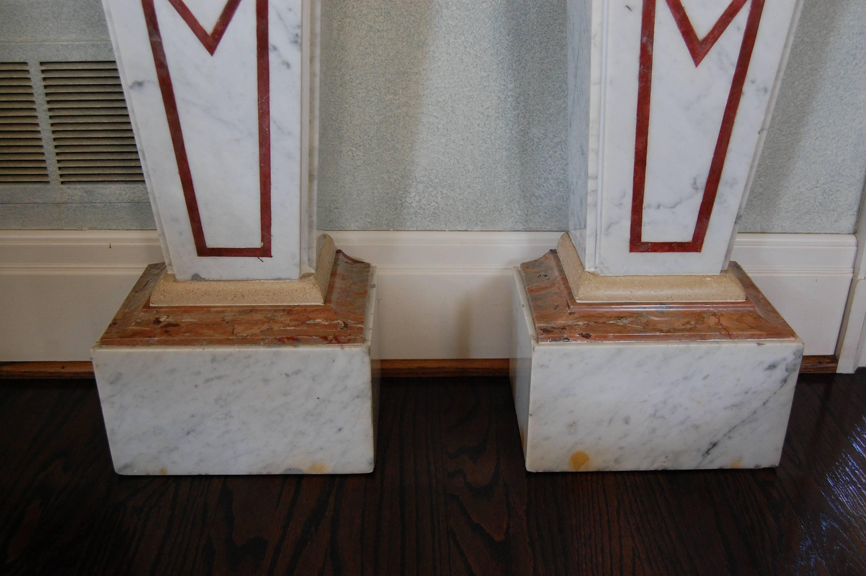 Carrara Marble Pair of Italian Neoclassical Marble Pedestals, Late 19th Century For Sale