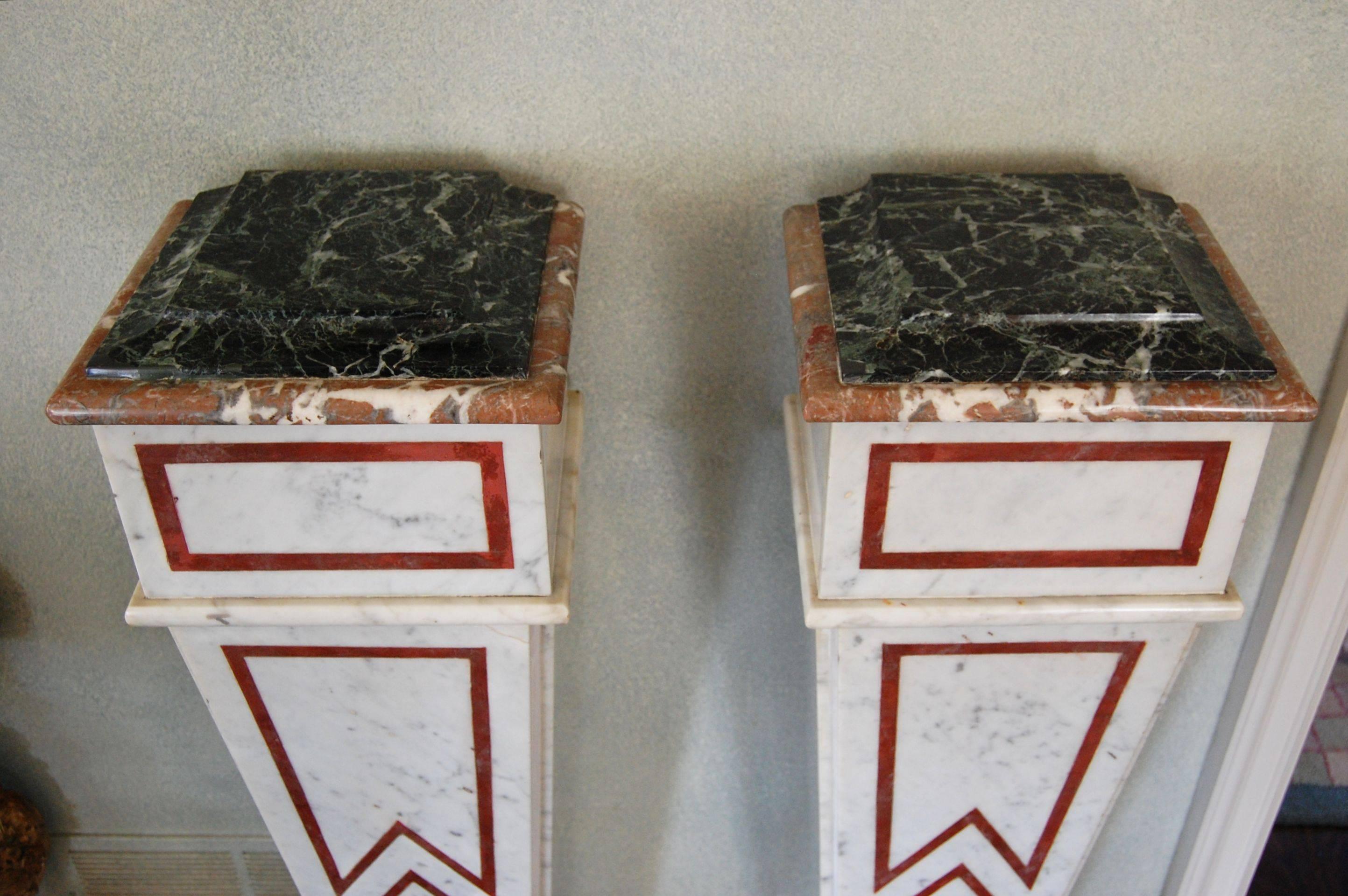 Pair of Italian Neoclassical Marble Pedestals, Late 19th Century For Sale 2