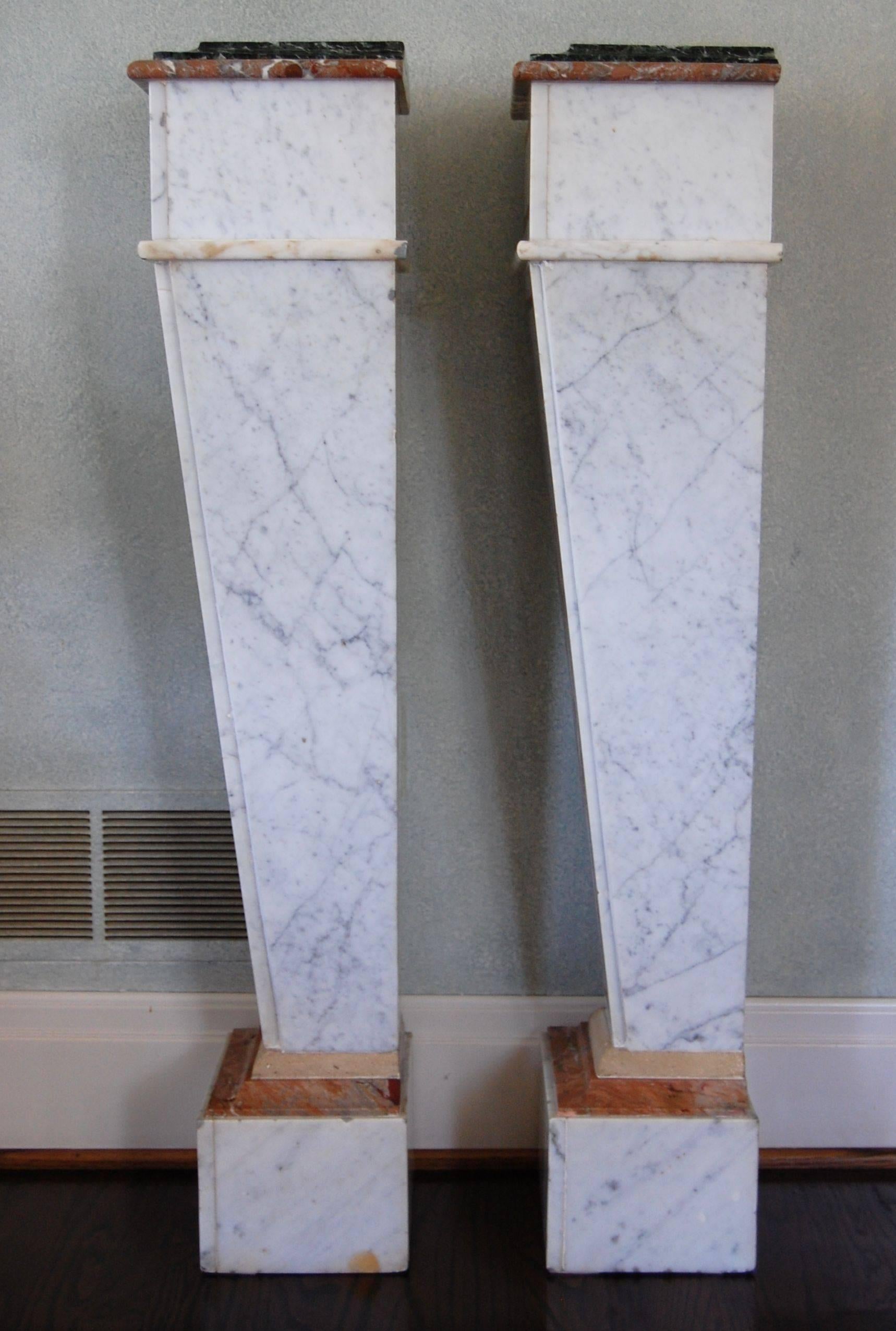Pair of Italian Neoclassical Marble Pedestals, Late 19th Century For Sale 4